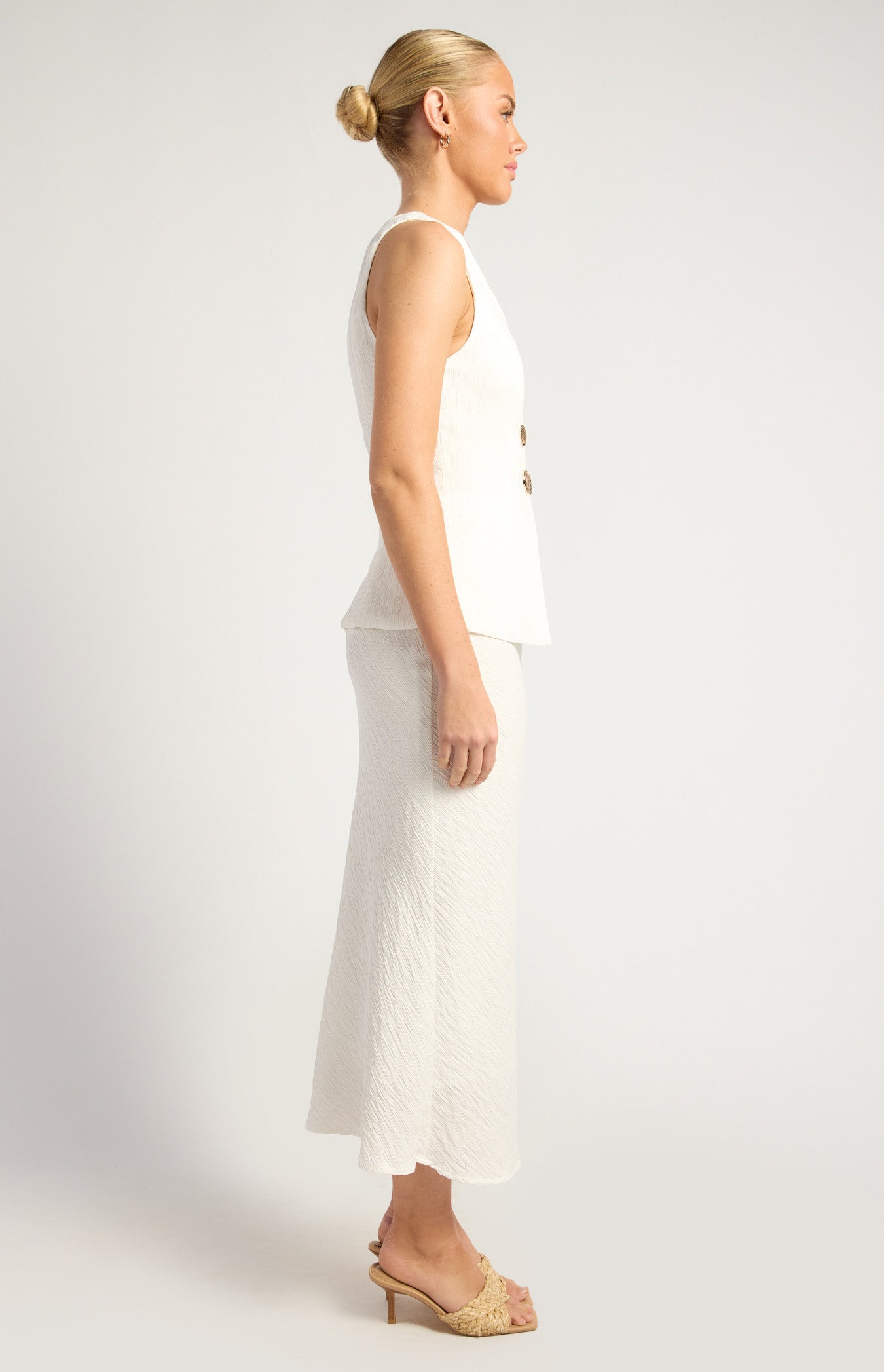 Cartia Top & Midi Skirt Set White