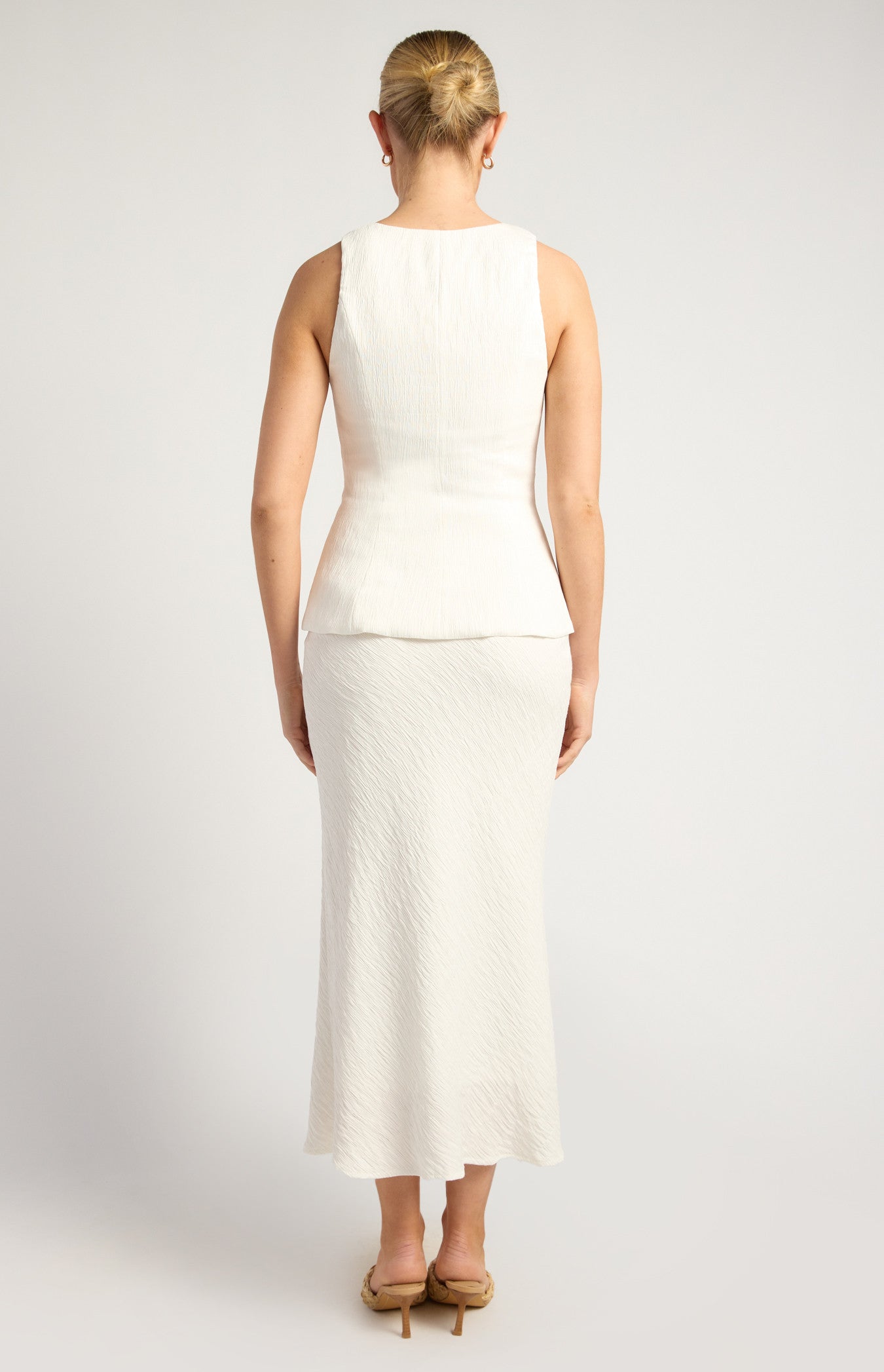Cartia Top & Midi Skirt Set White