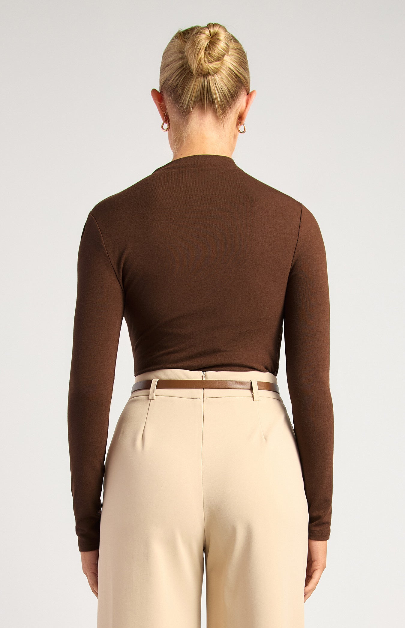 Cecile Stretch Jersey Front Ruched Top Expresso