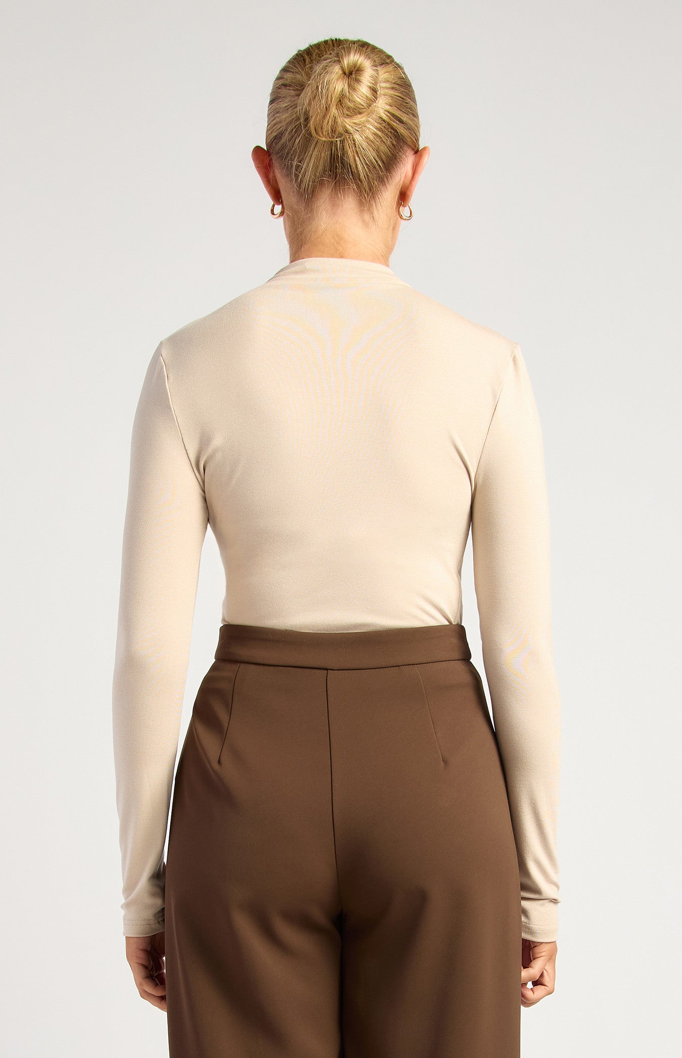 Cecile Stretch Jersey Front Ruched Top Stone