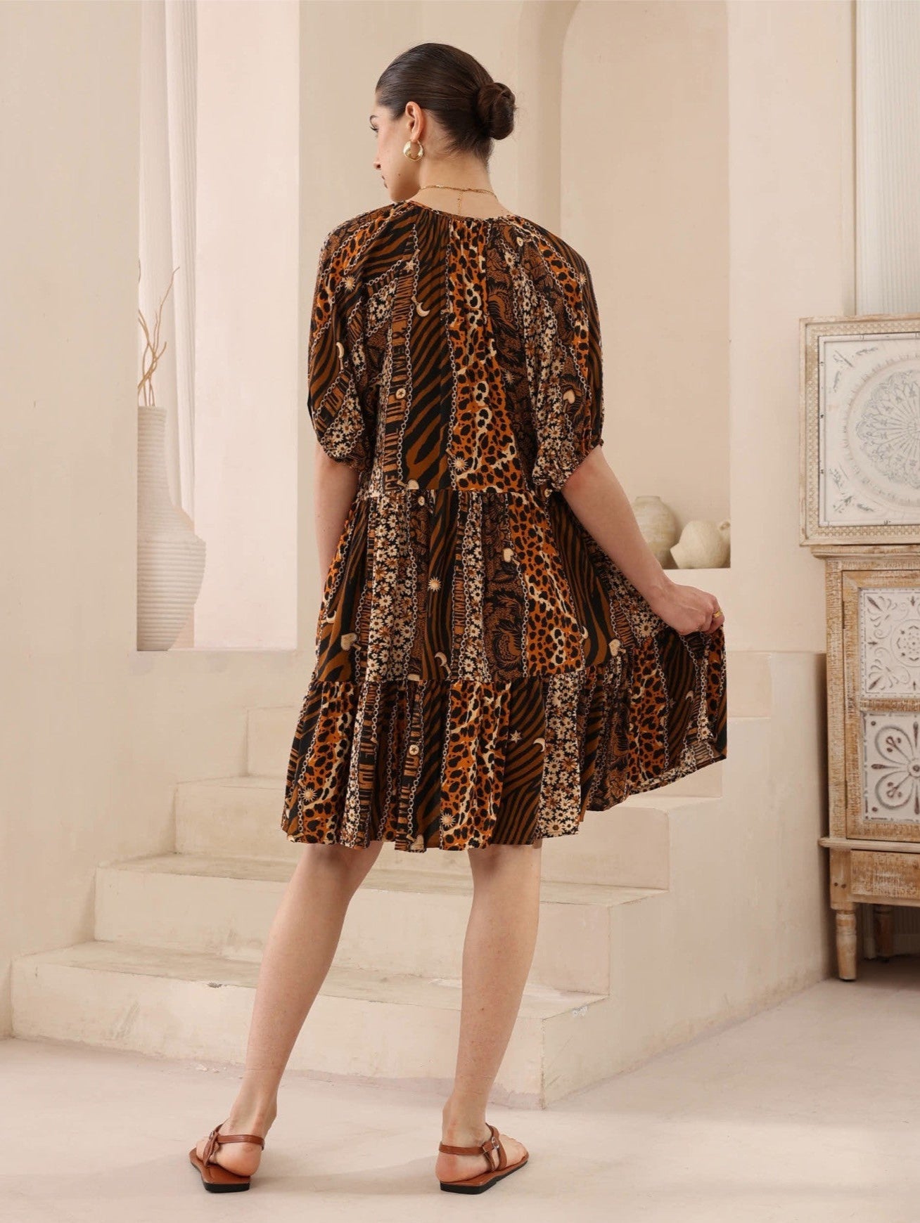 Malika Brown Leopard Dress