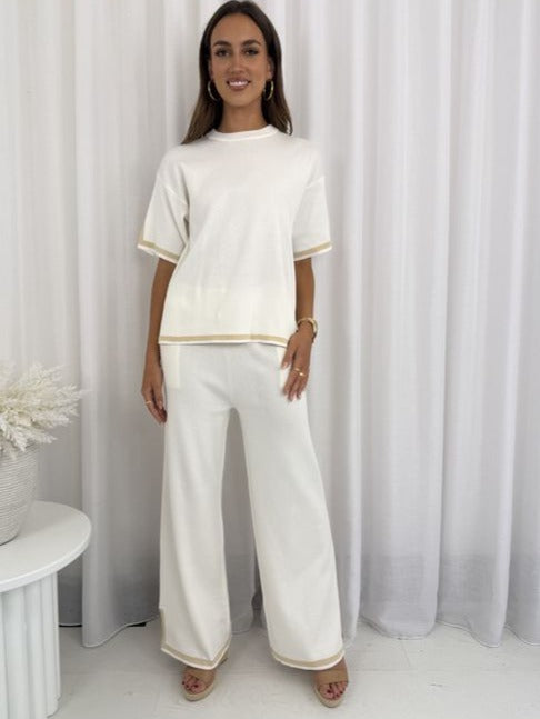 Eden Knit Set Half Sleeve Ivory