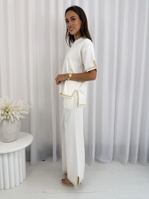 Eden Knit Set Half Sleeve Ivory