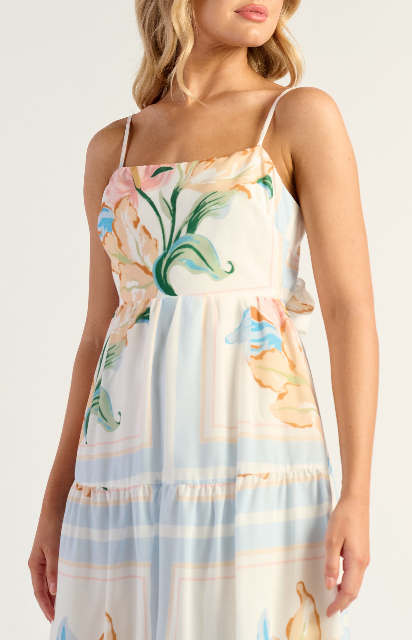 Tarah Tiered Midi Dress Blue