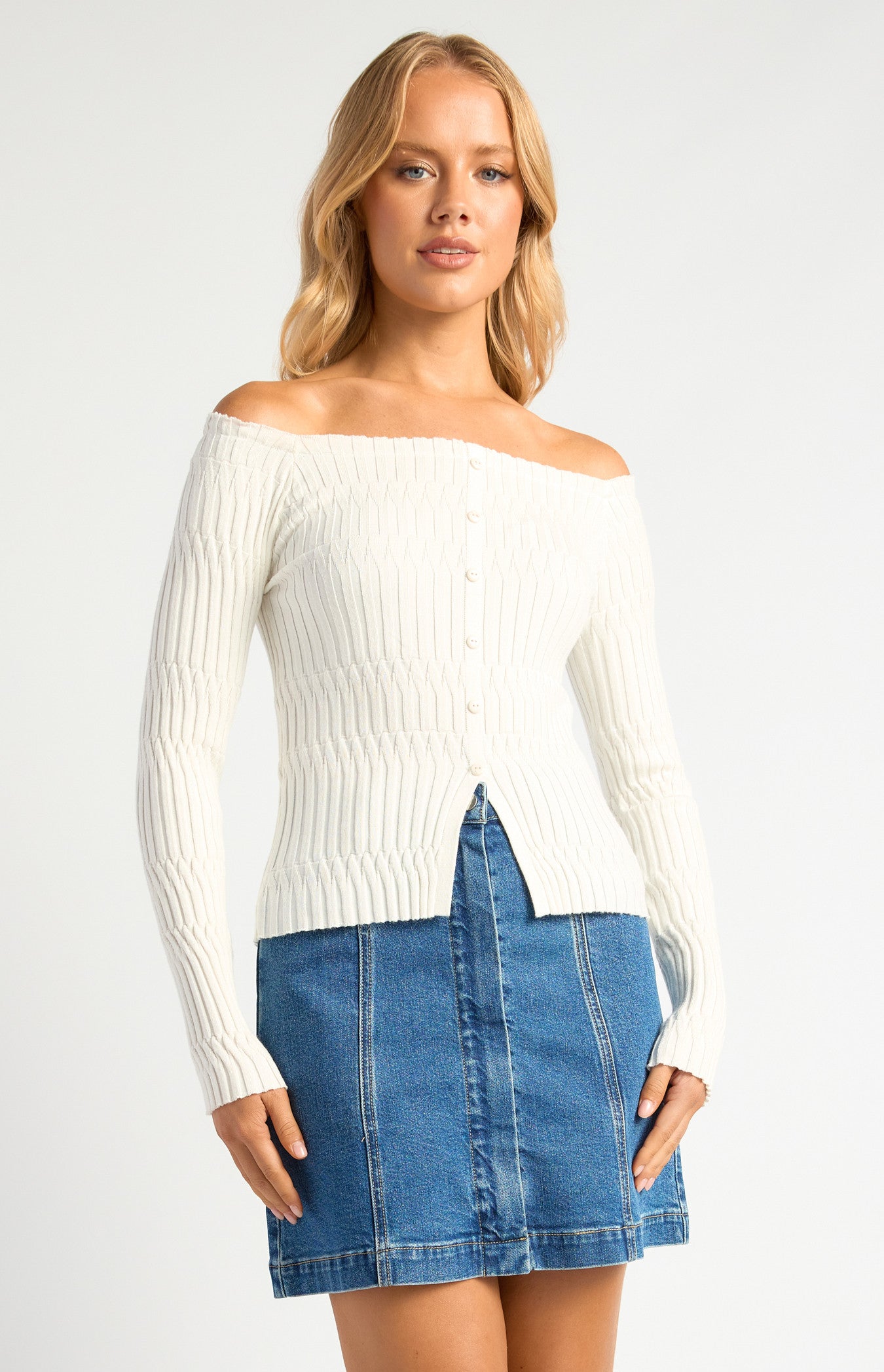 Off Shoulder Knit Top