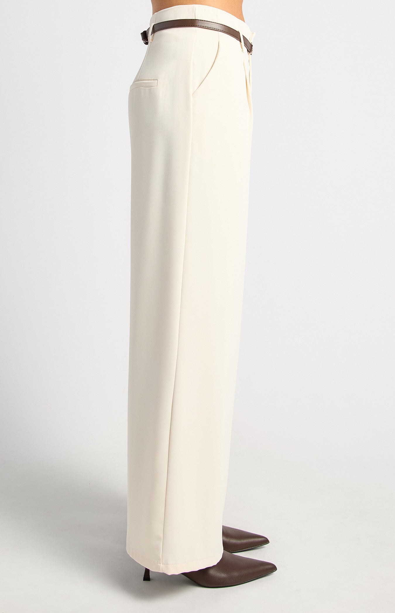 Georgie Wide Leg Pant & Belt Ivory