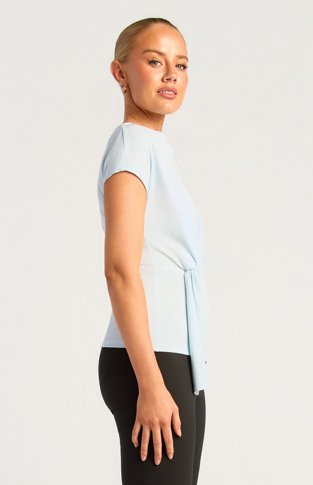 Sutton Cowl Neck Drape Top Ice Blue