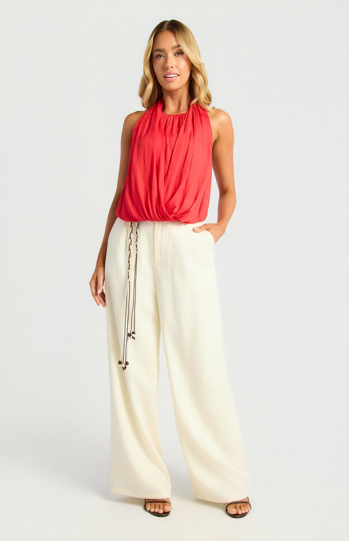 Belle Halter Neck Top Red