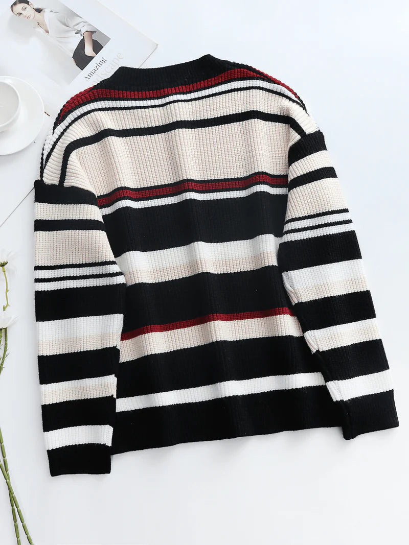 Clover Soft Ribbed Jumper Black/White