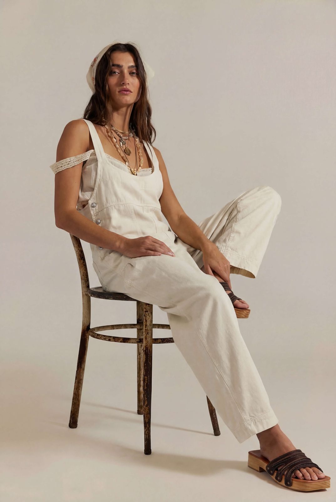 Zena White Denim Overalls