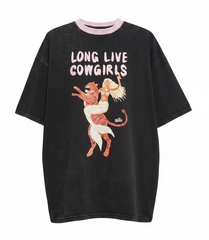 Long Live Cowgirls Tee Acid Black