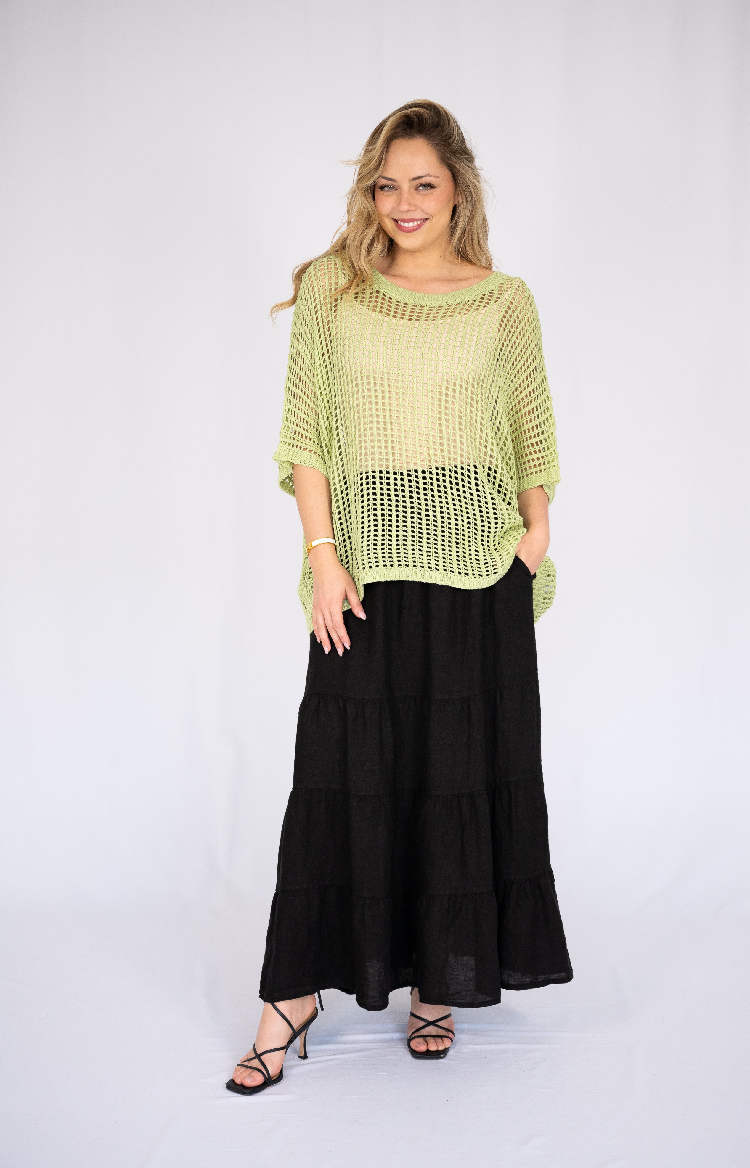 Lee Open-Weave Knit Top Avocado