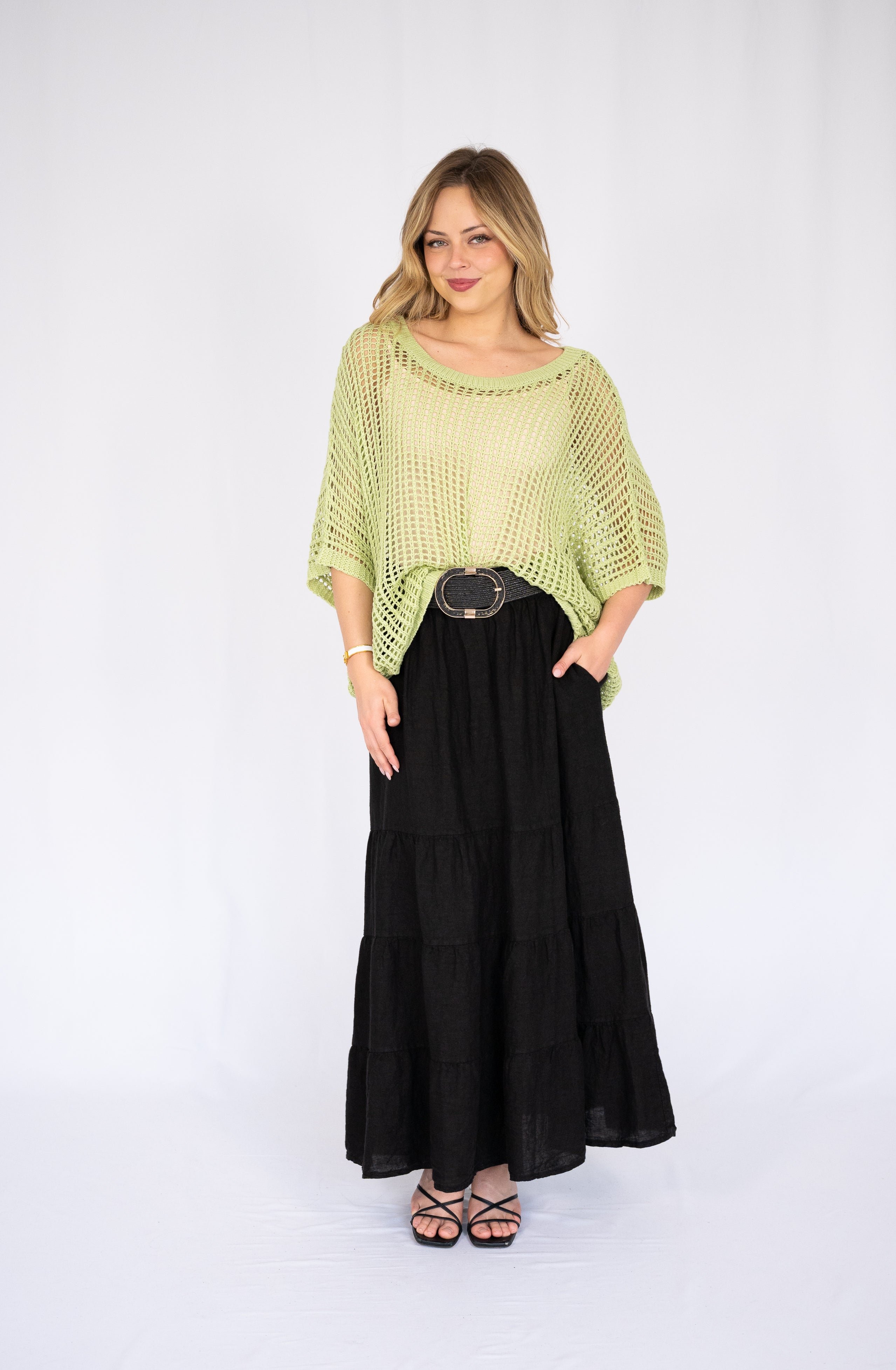 Lee Open-Weave Knit Top Avocado
