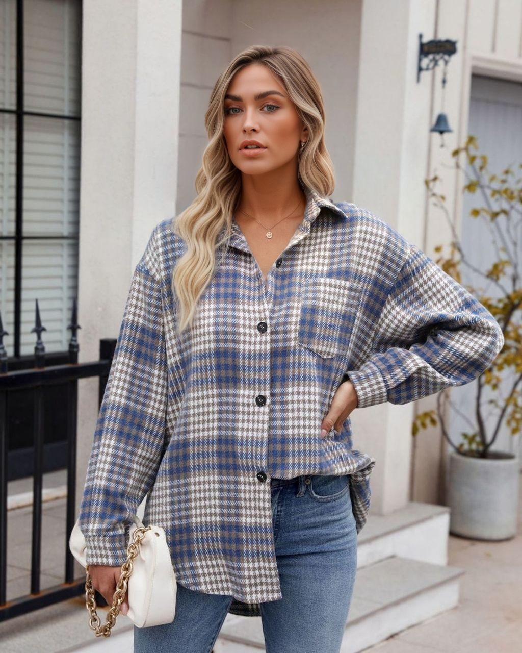 Dale Flannel Shacket Dark Blue