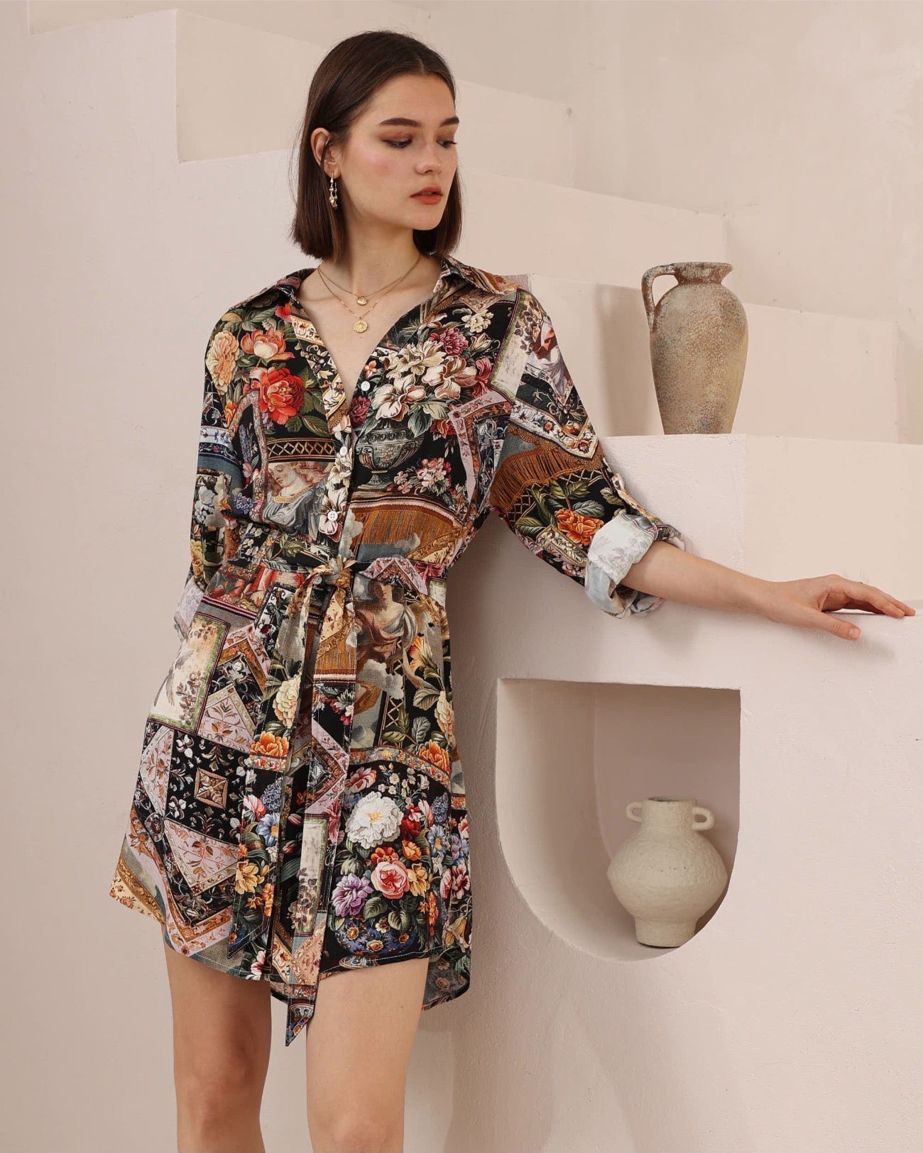 Angel Postcard Shirt Dress