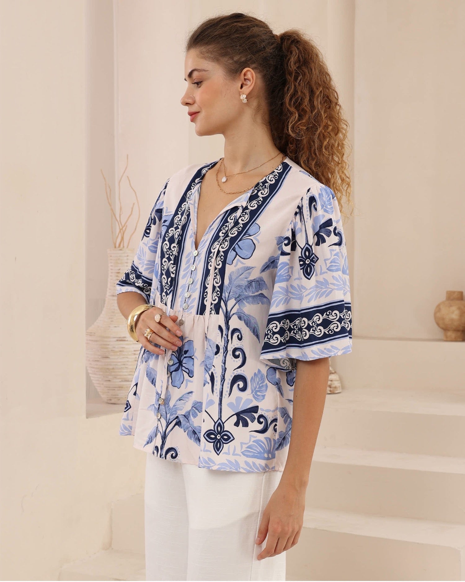 Blue Fauna Blouse