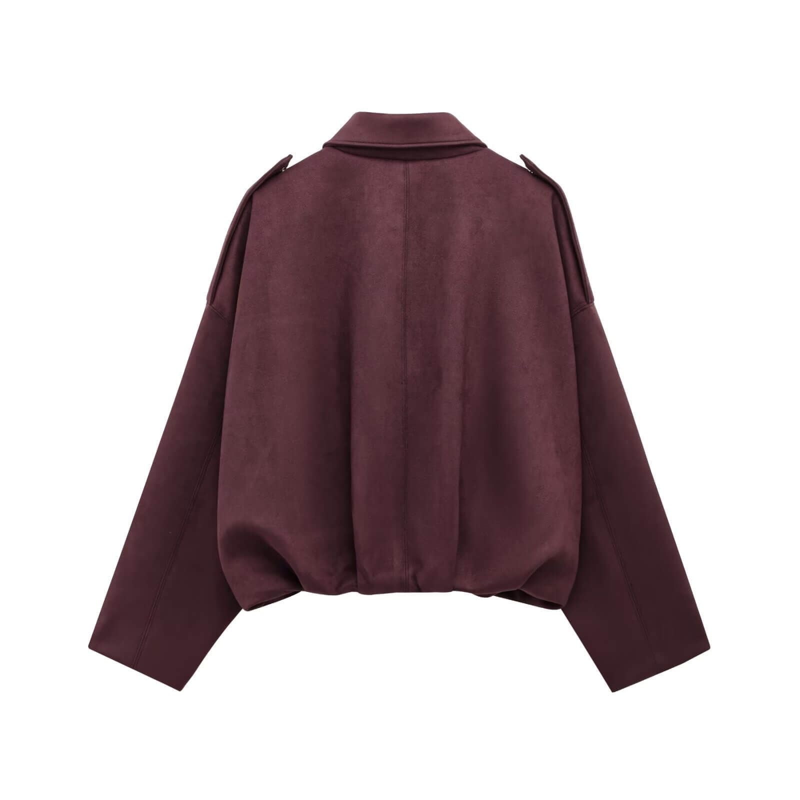 Juni Suede Bomber Jacket Dark Wine