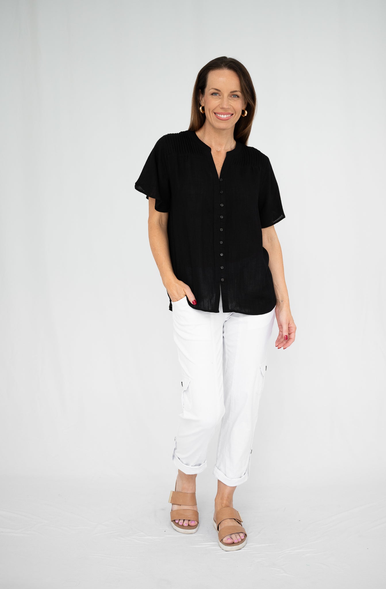 Carrie Pleated Blouse Black