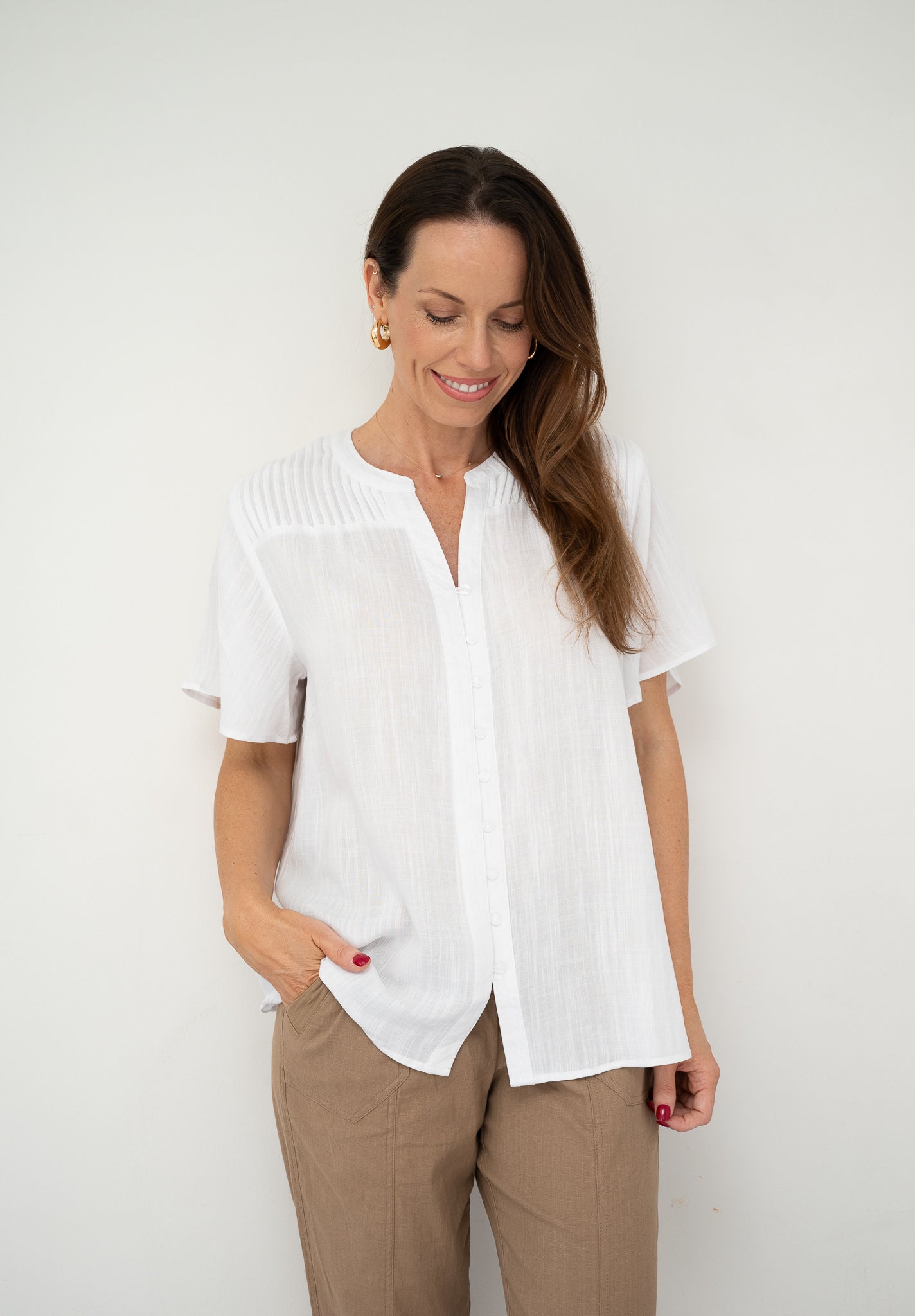 Carrie Pleated Blouse White