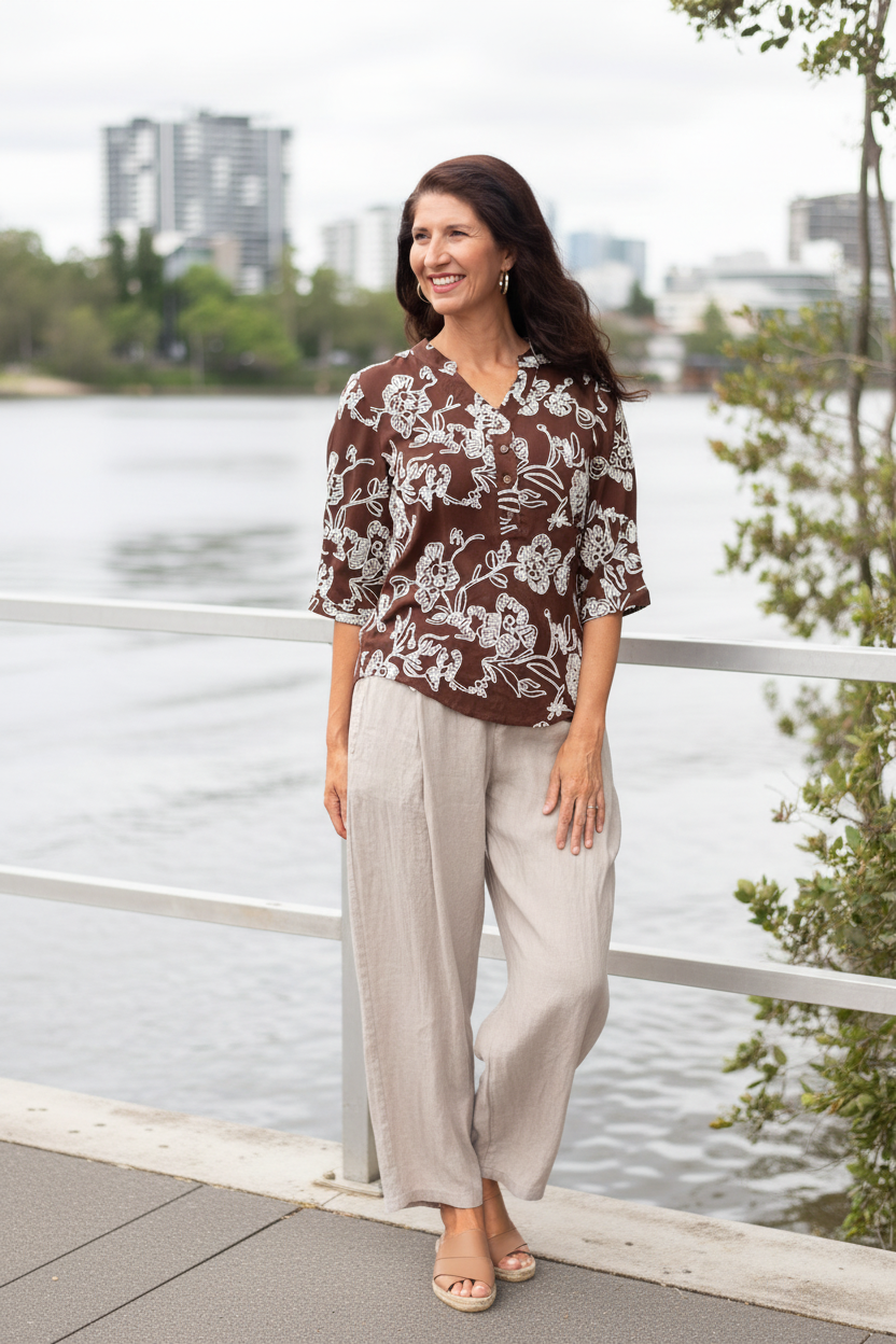 Pamela Embroidered Blouse Chocolate