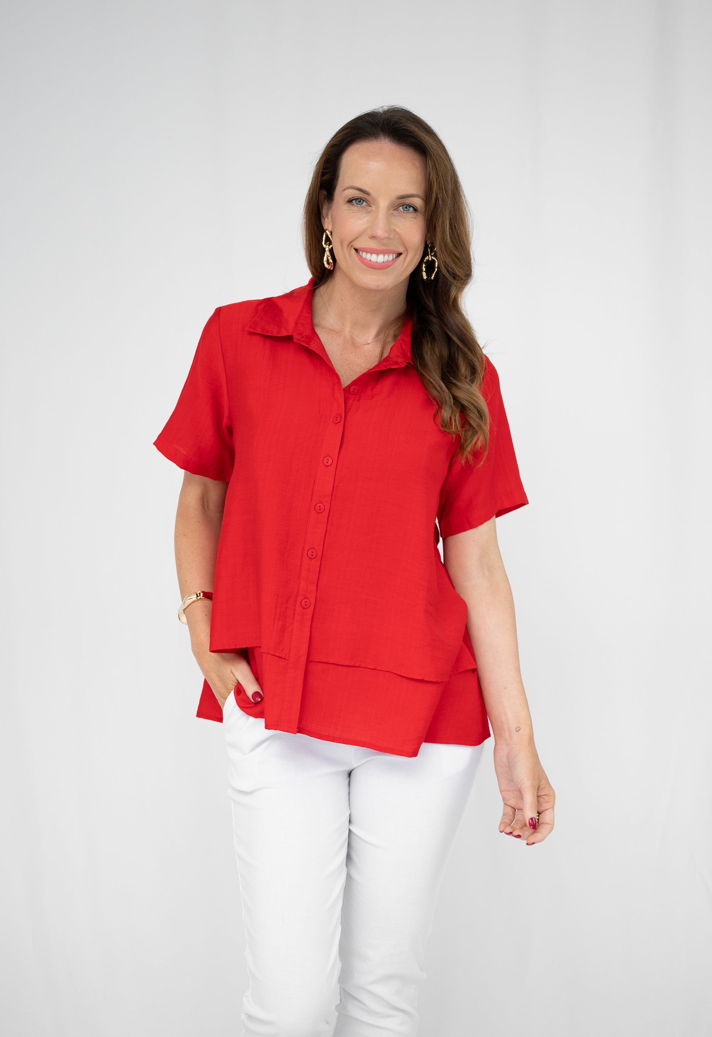 Sally Front Layer Shirt Red