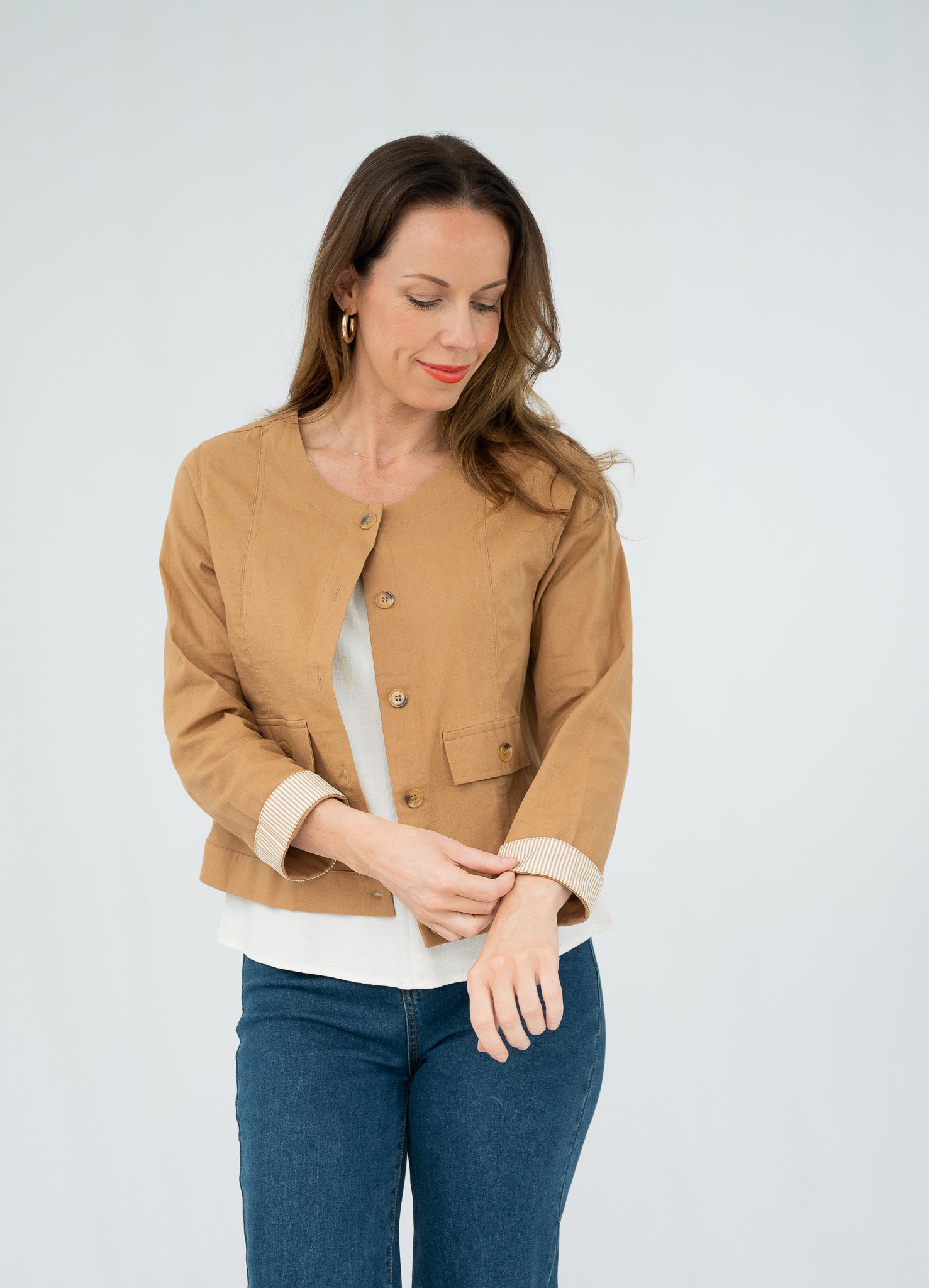 Alexi Linen Blend Jacket Tan