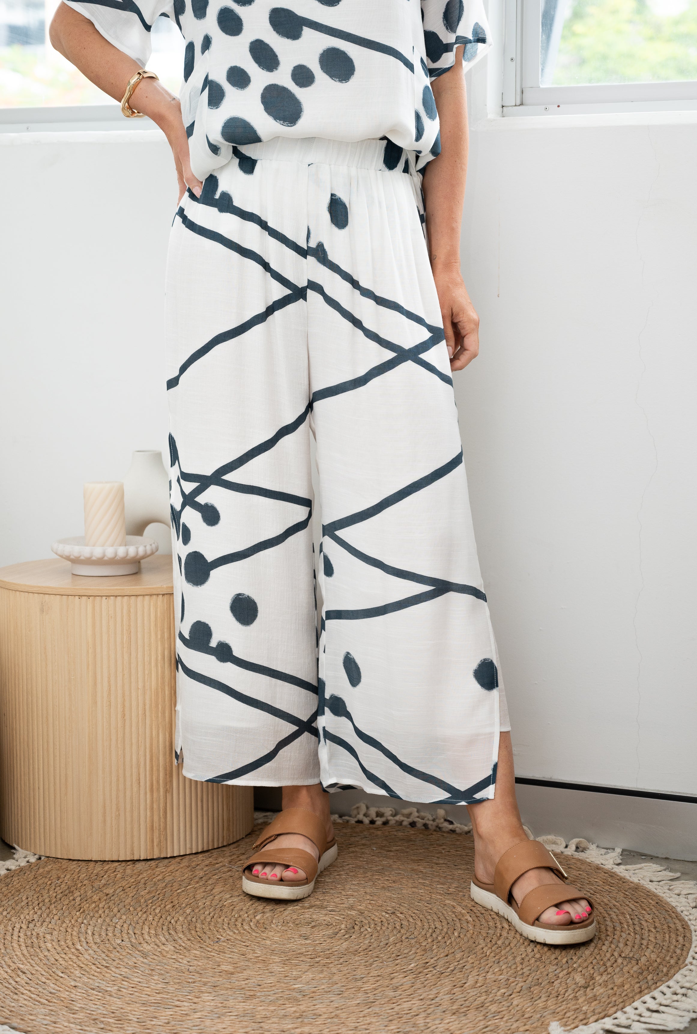 Geometric Abstract Pant Navy