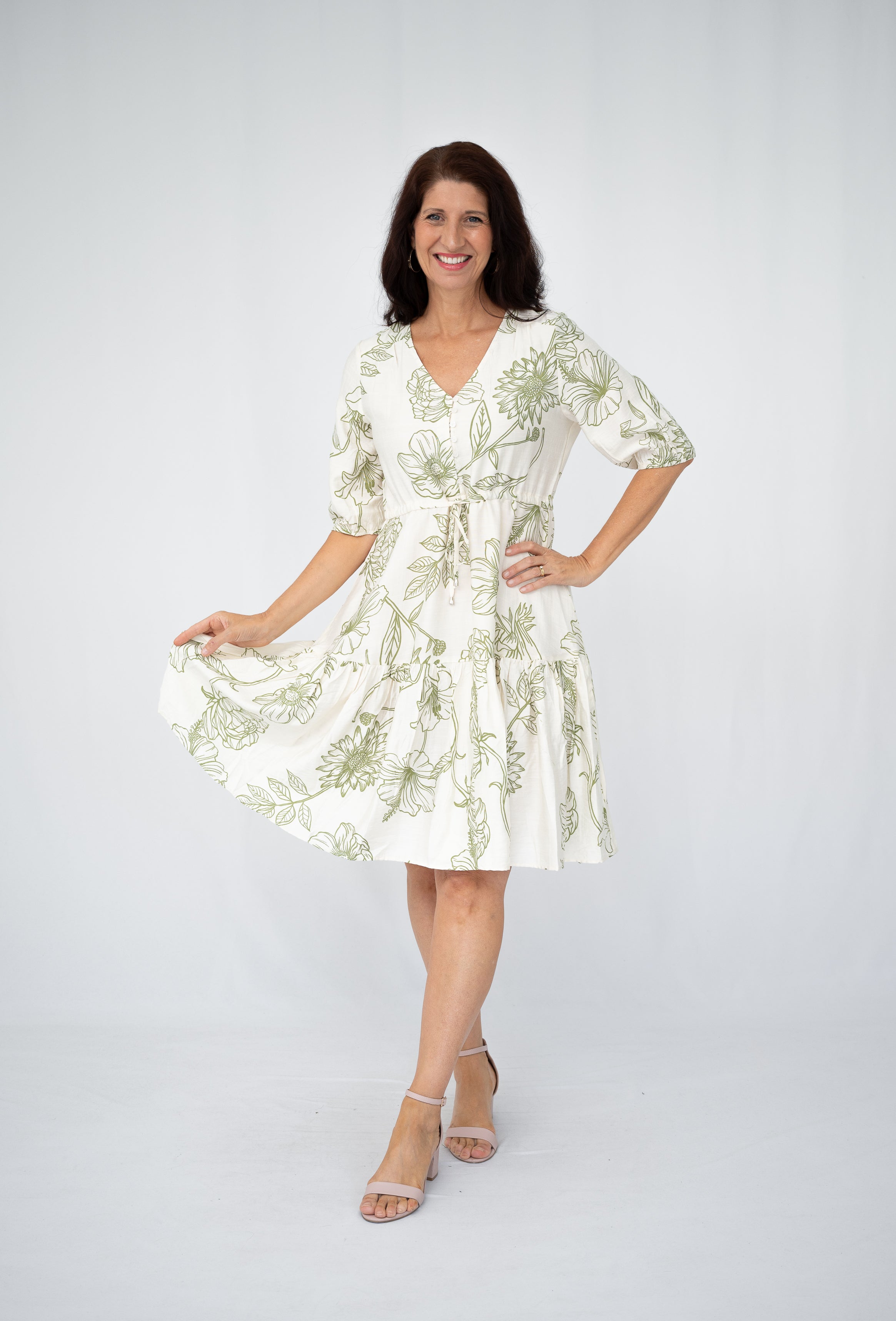 Stevie Midi Tiered Dress Sage