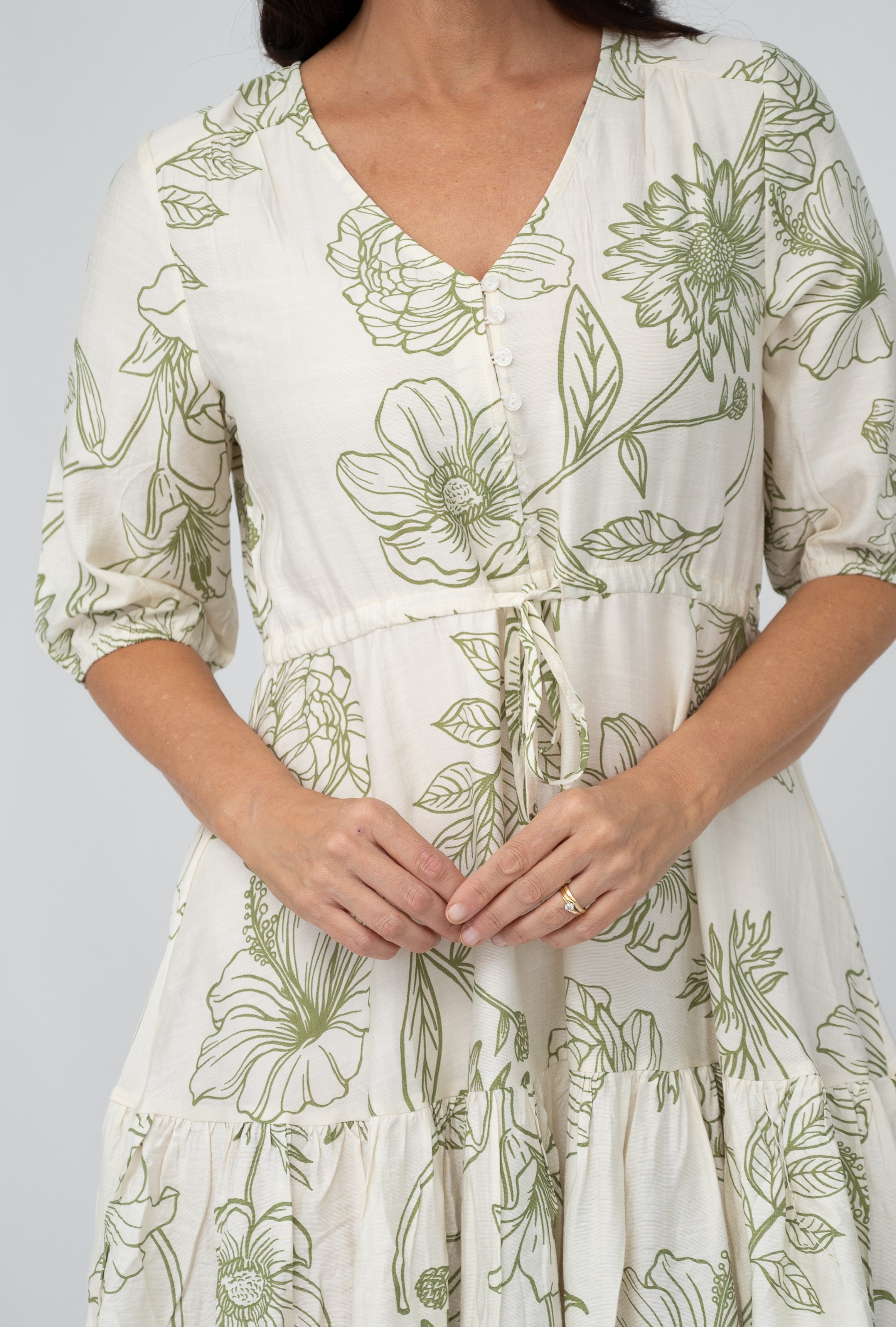 Stevie Midi Tiered Dress Sage