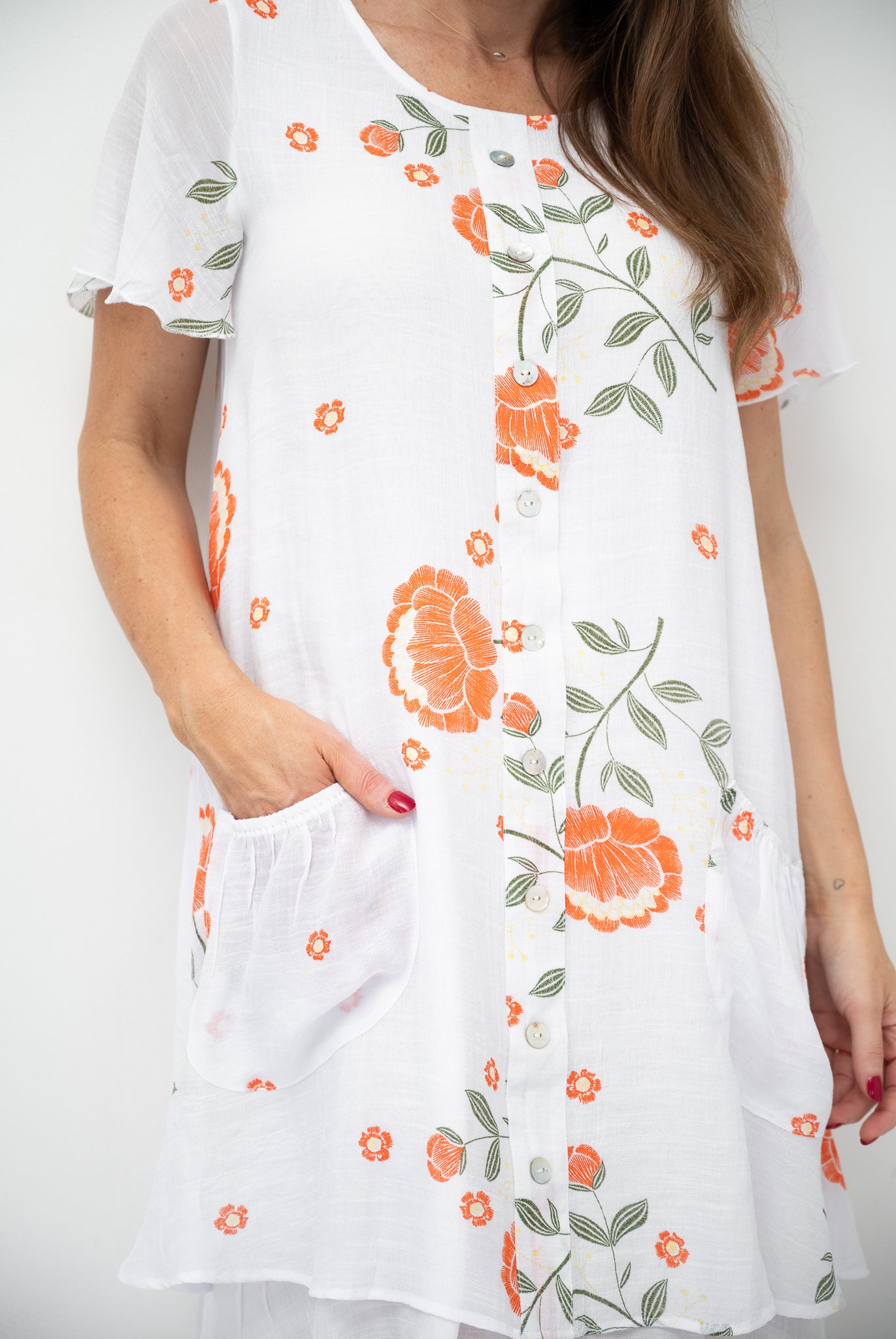 Brighton Layered Midi Dress Tangerine