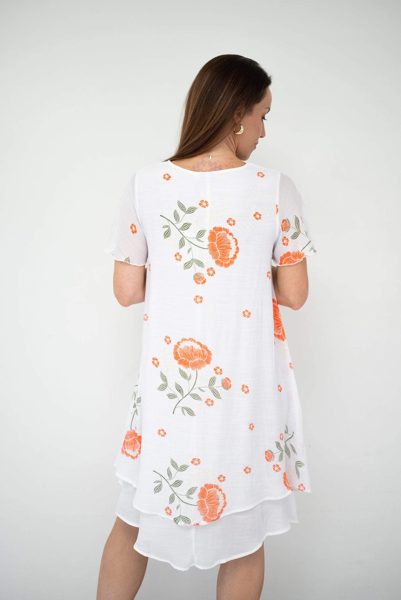 Brighton Layered Midi Dress Tangerine