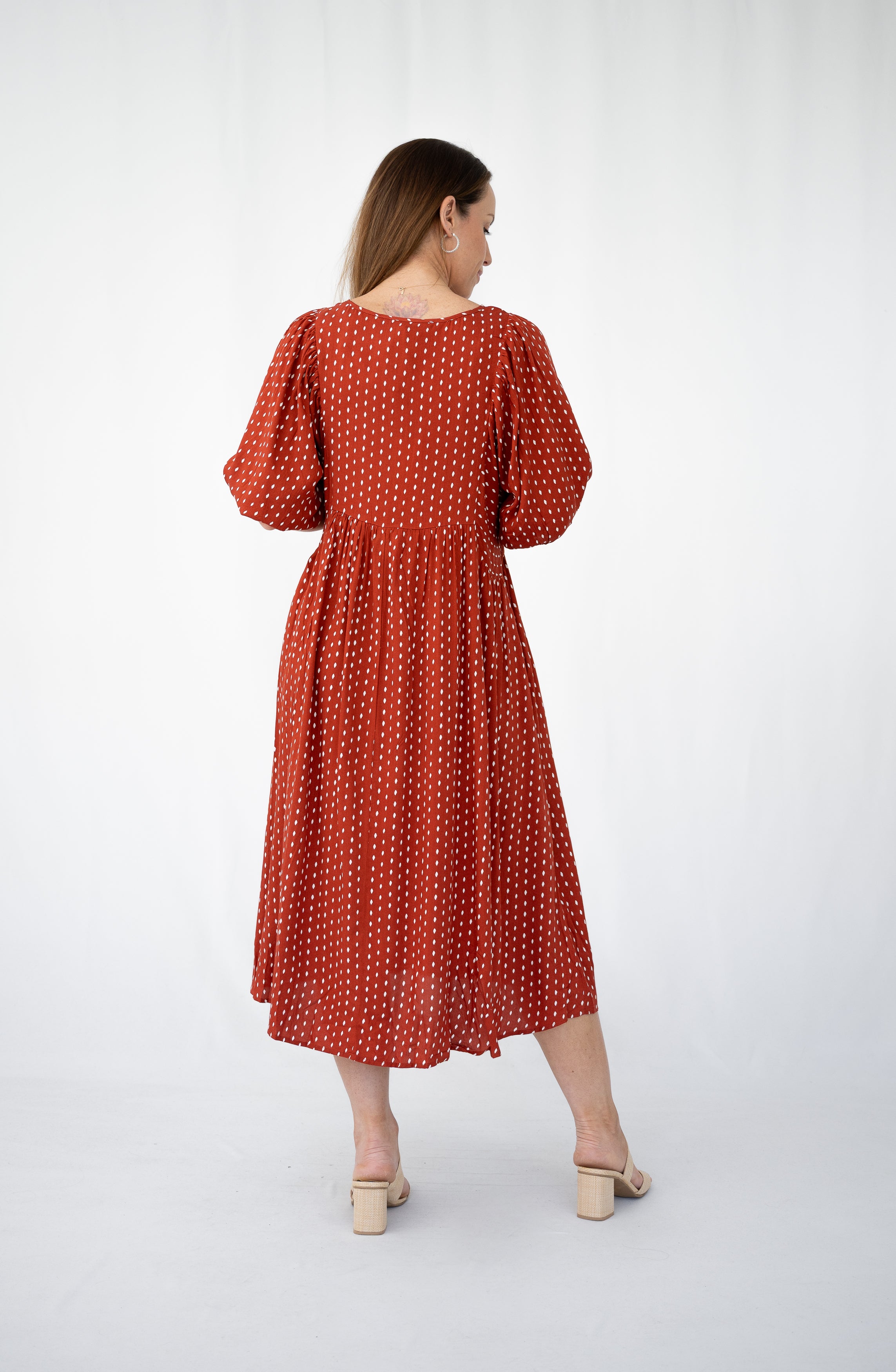 Yvonne Deep Red Peasant Dress