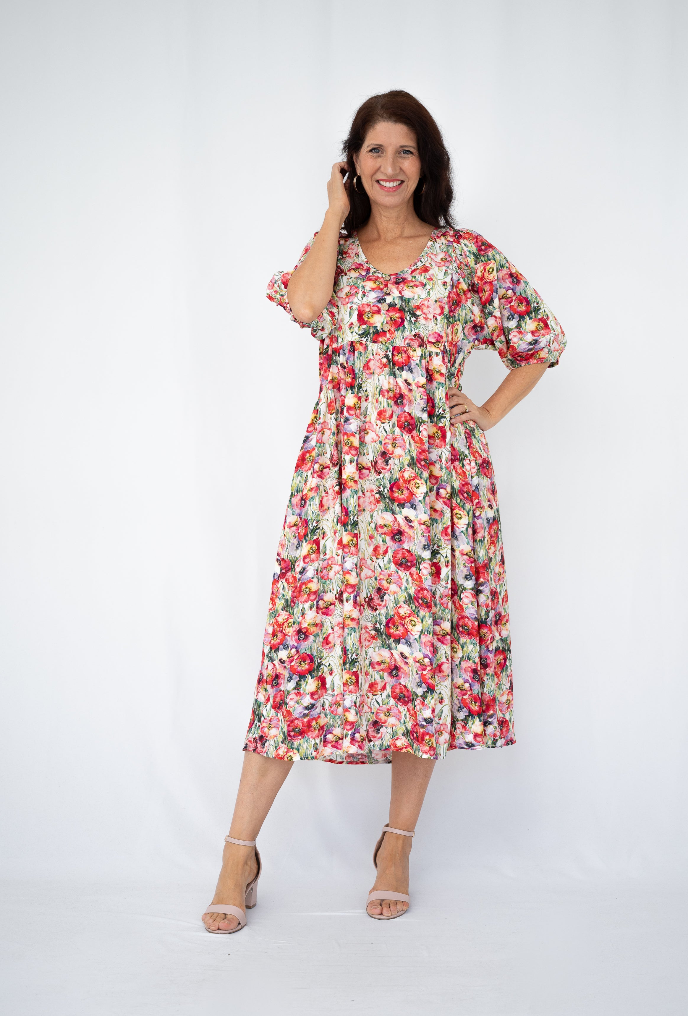 Margie Midi Dress Red