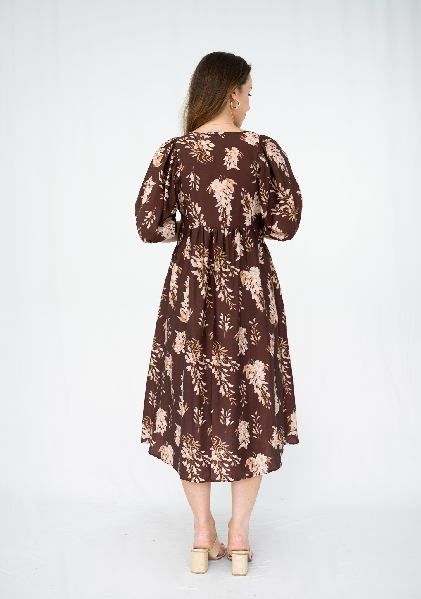 Yvonne Autumn Peasant Dress Chocolate