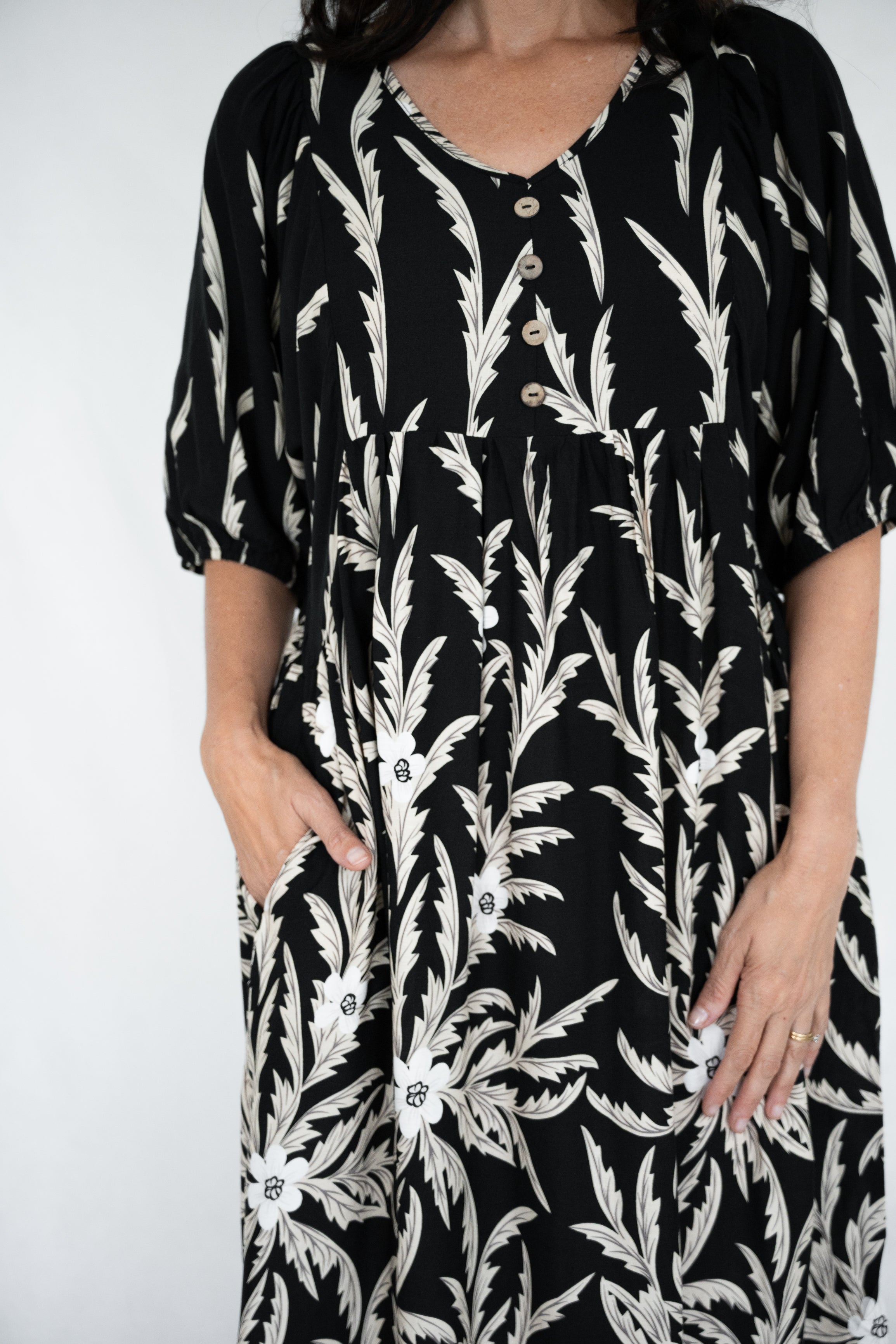 Lydia Floral Peasant Midi Dress