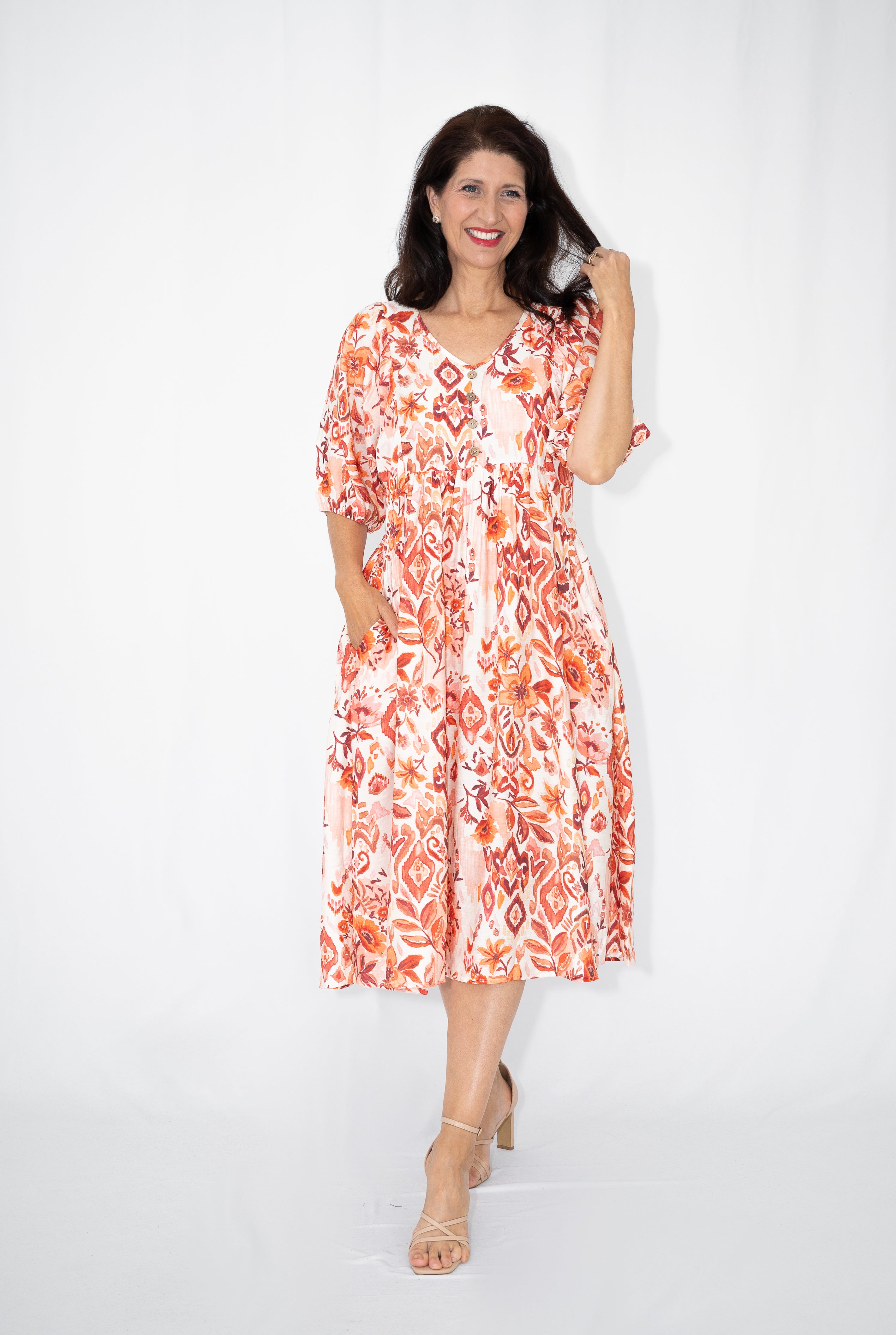 Harmony Midi Dress Tangerine