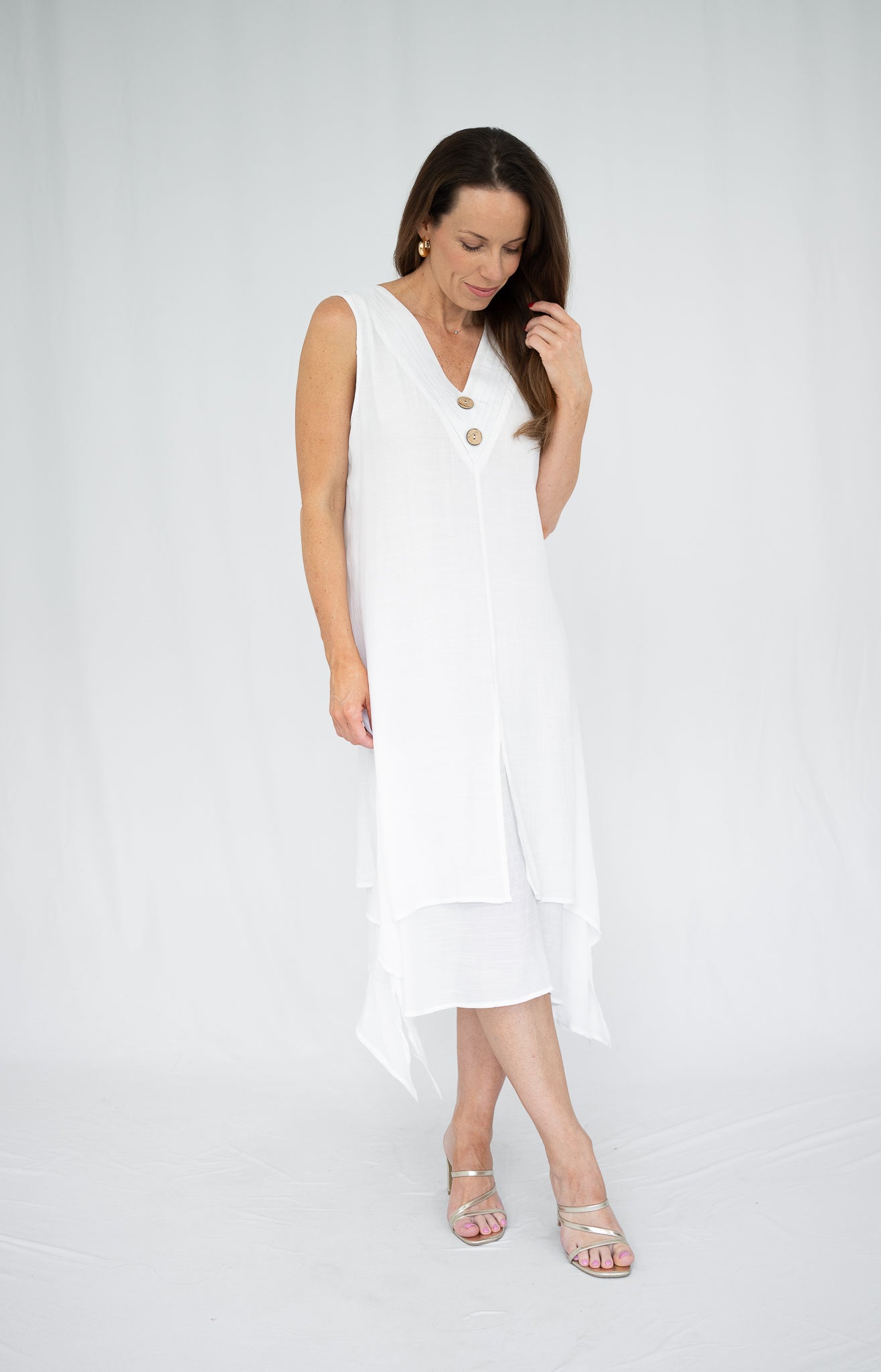 Hayley Sleeveless Midi Dress White