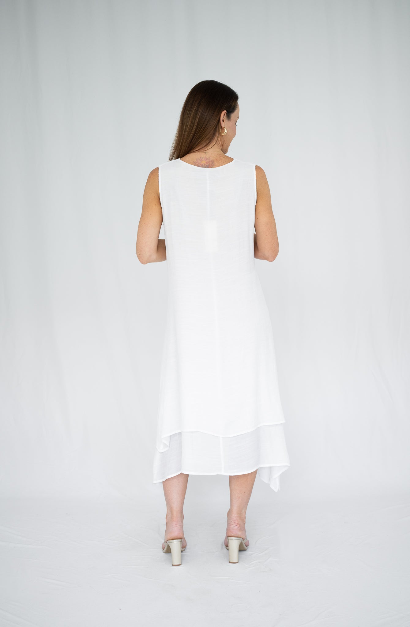 Hayley Sleeveless Midi Dress White
