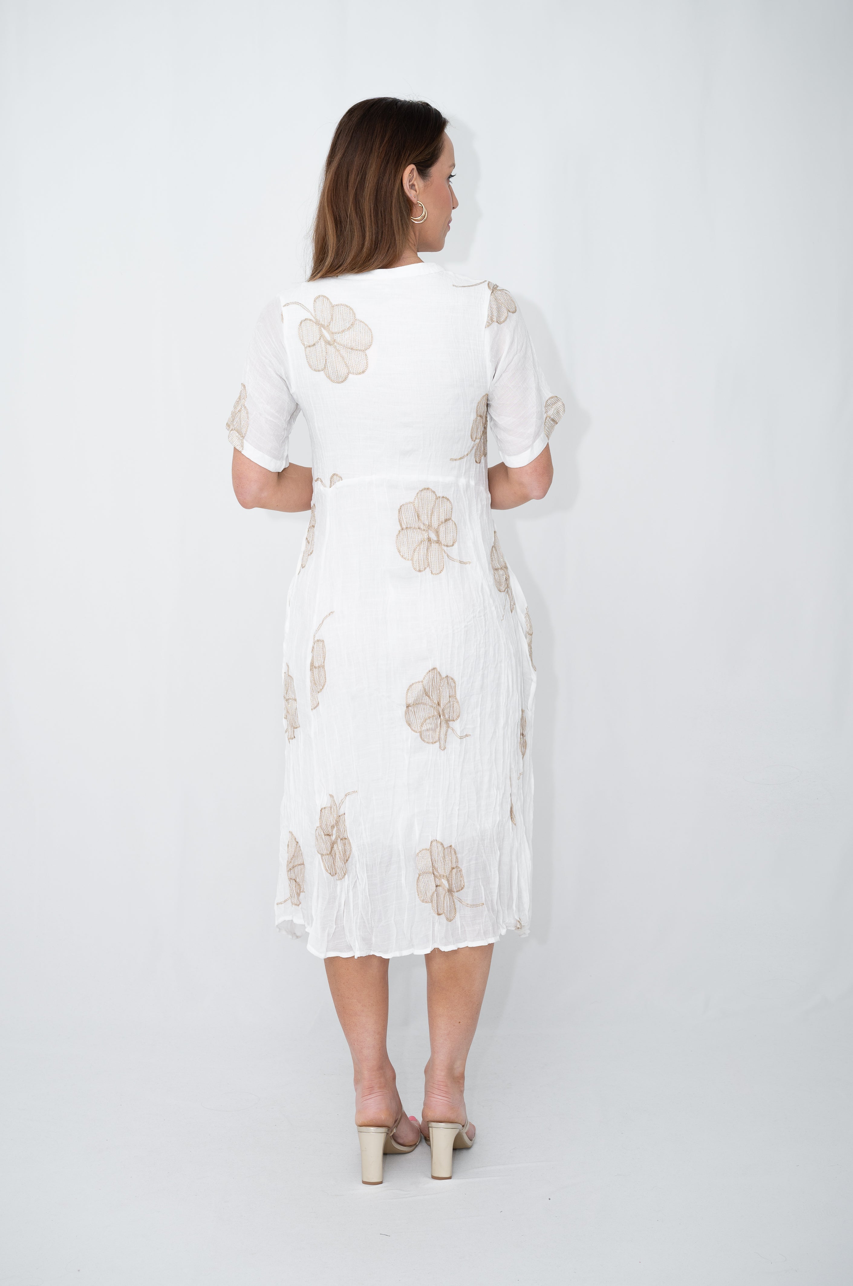 Nellie Embroidered Midi Dress White