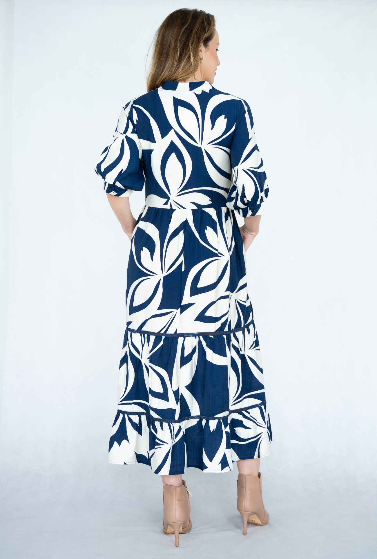 Rita Abstract Tiered Midi Dress