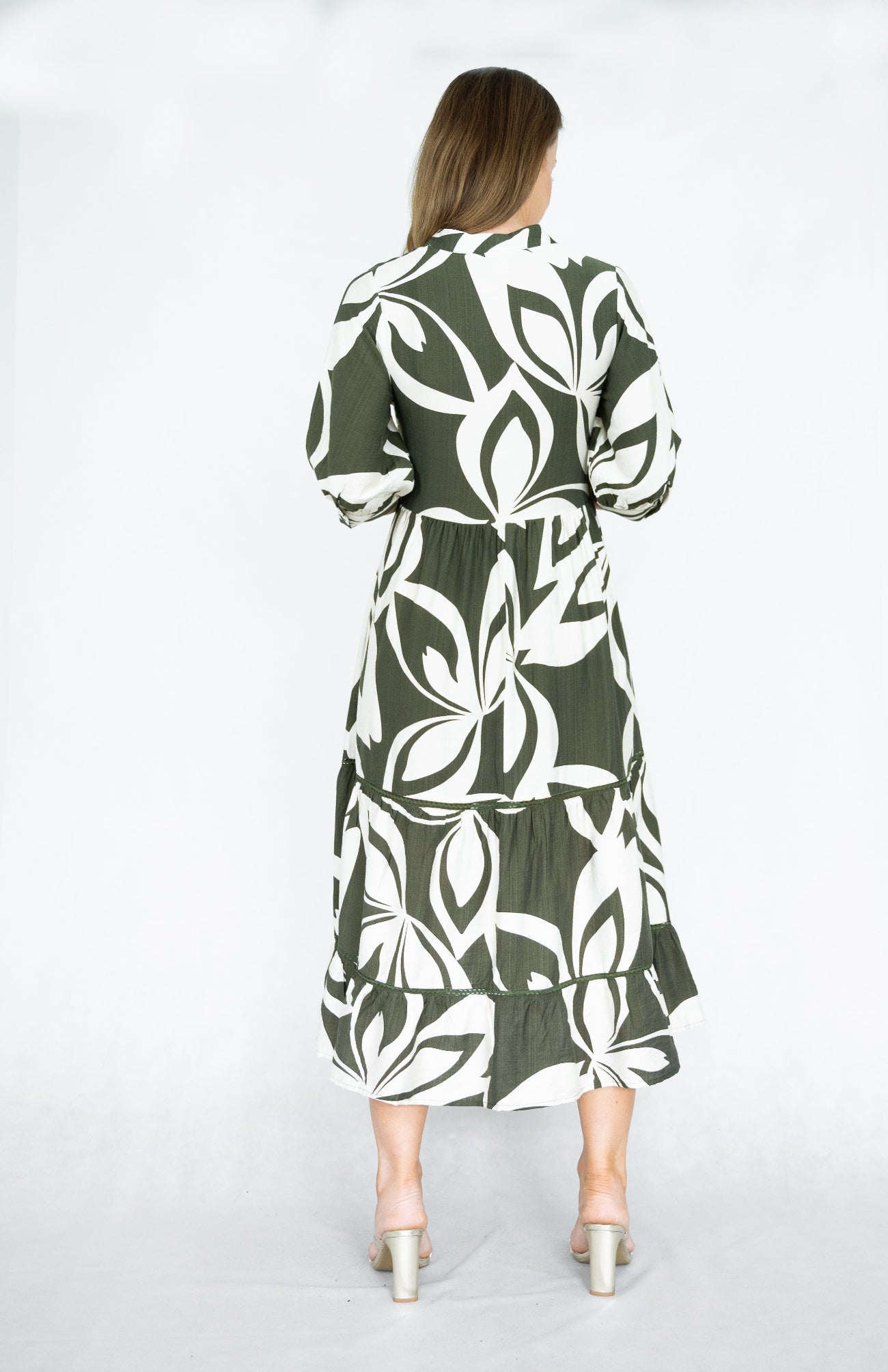 Rita Abstract Tiered Midi Dress