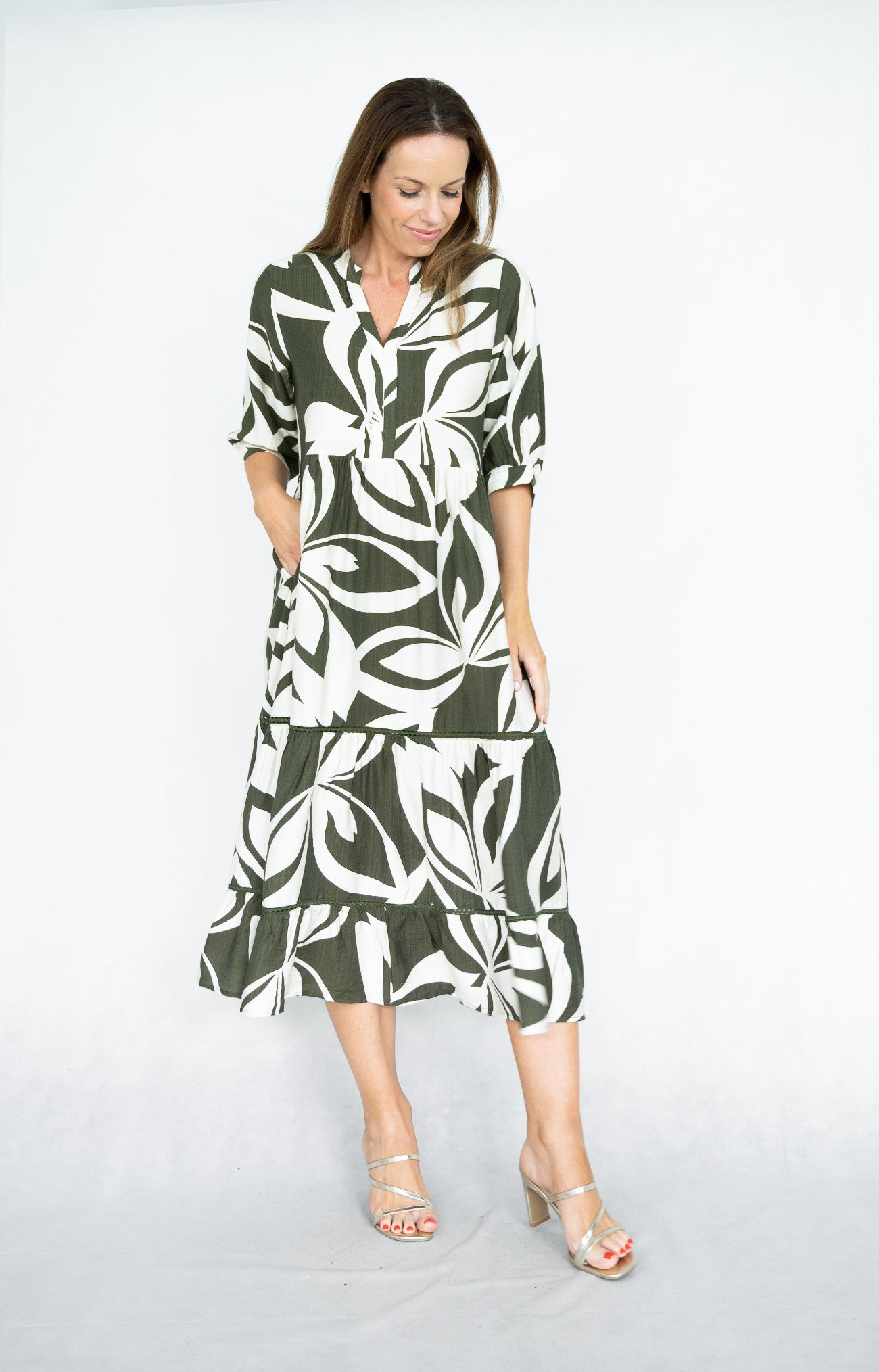 Rita Abstract Tiered Midi Dress