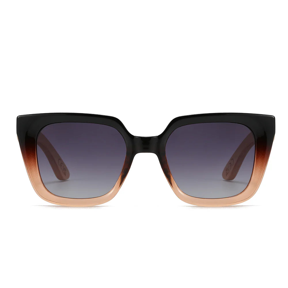 SOEK SOLUNA OMBRE l Sunglasses l Black Polarised Lens l Walnut Maple Arm