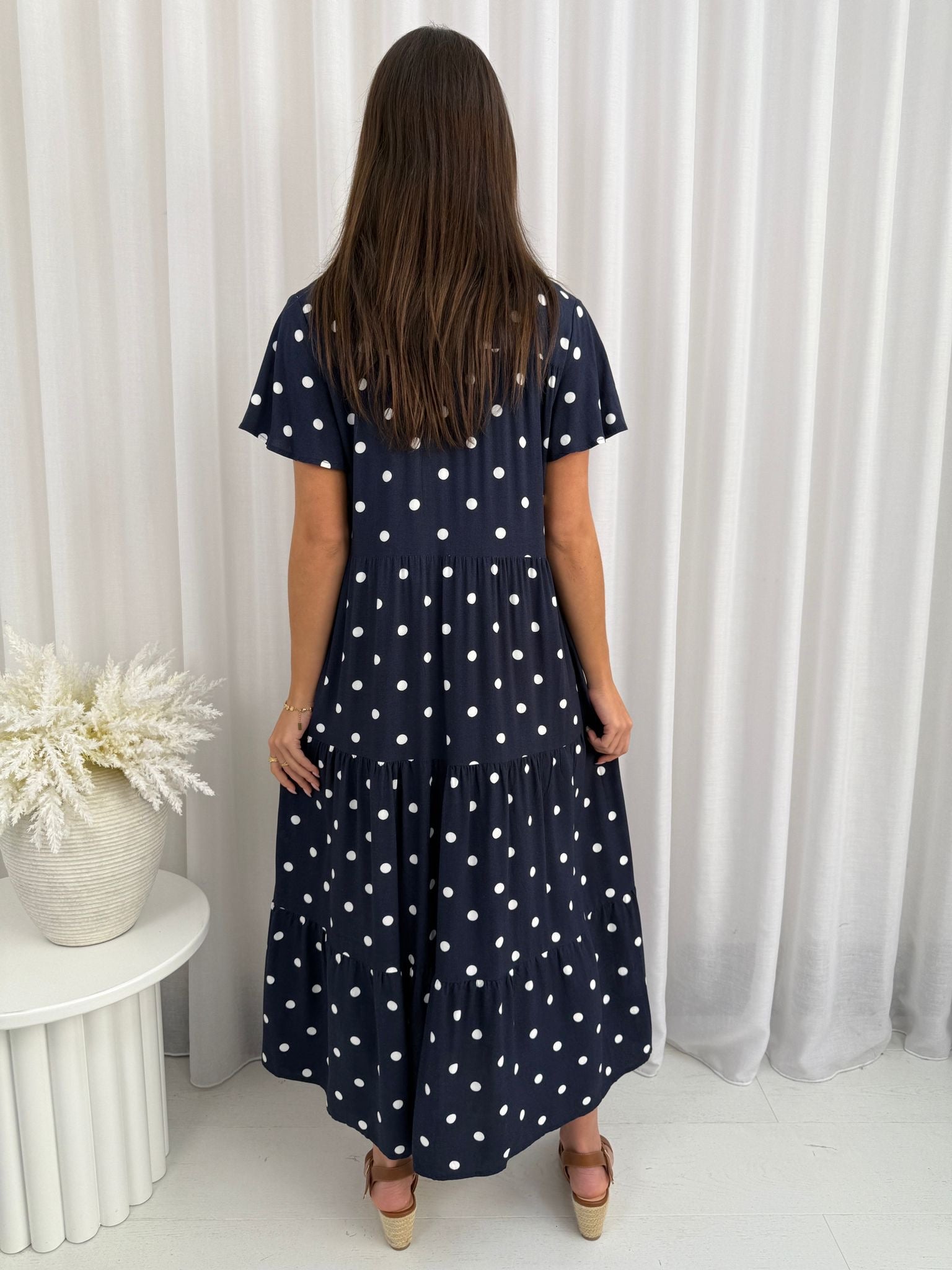 Darcy Spotted Maxi Dress Navy