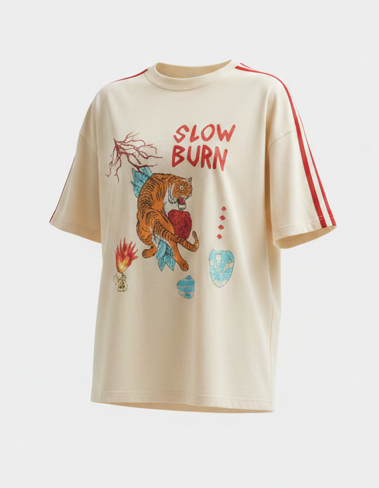 Slow Burn Tiger Tee Beige