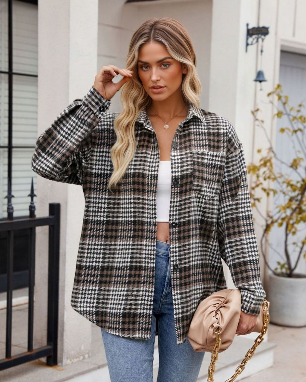 Dale Flannel Shacket Brown