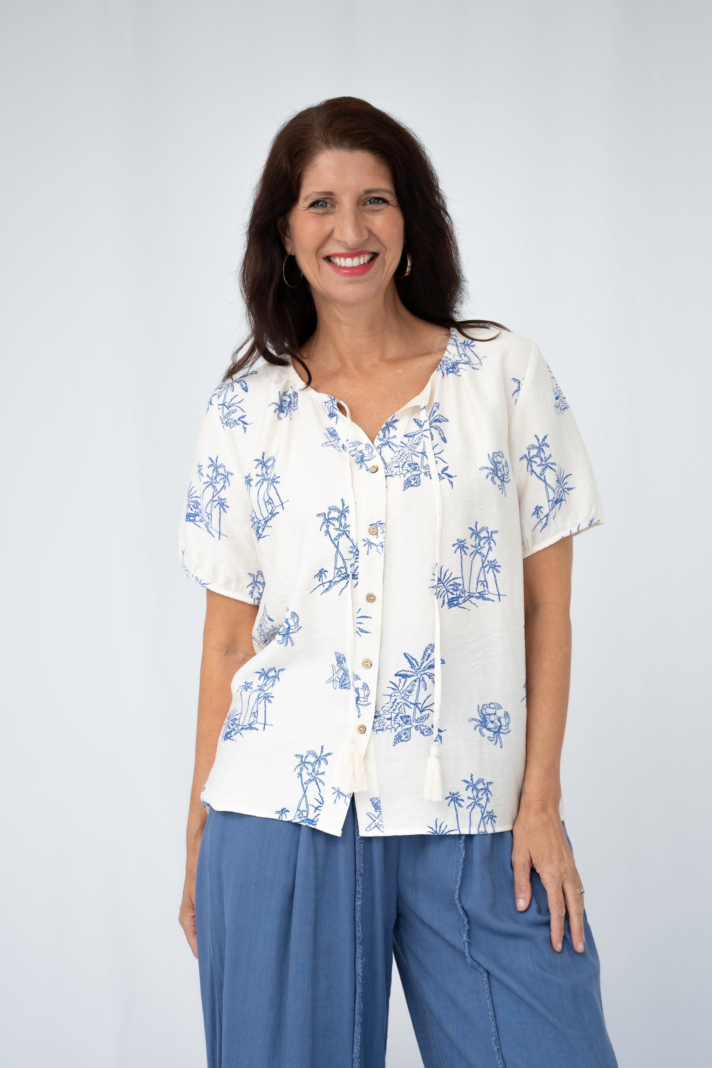 Islander Peasant Top Blue