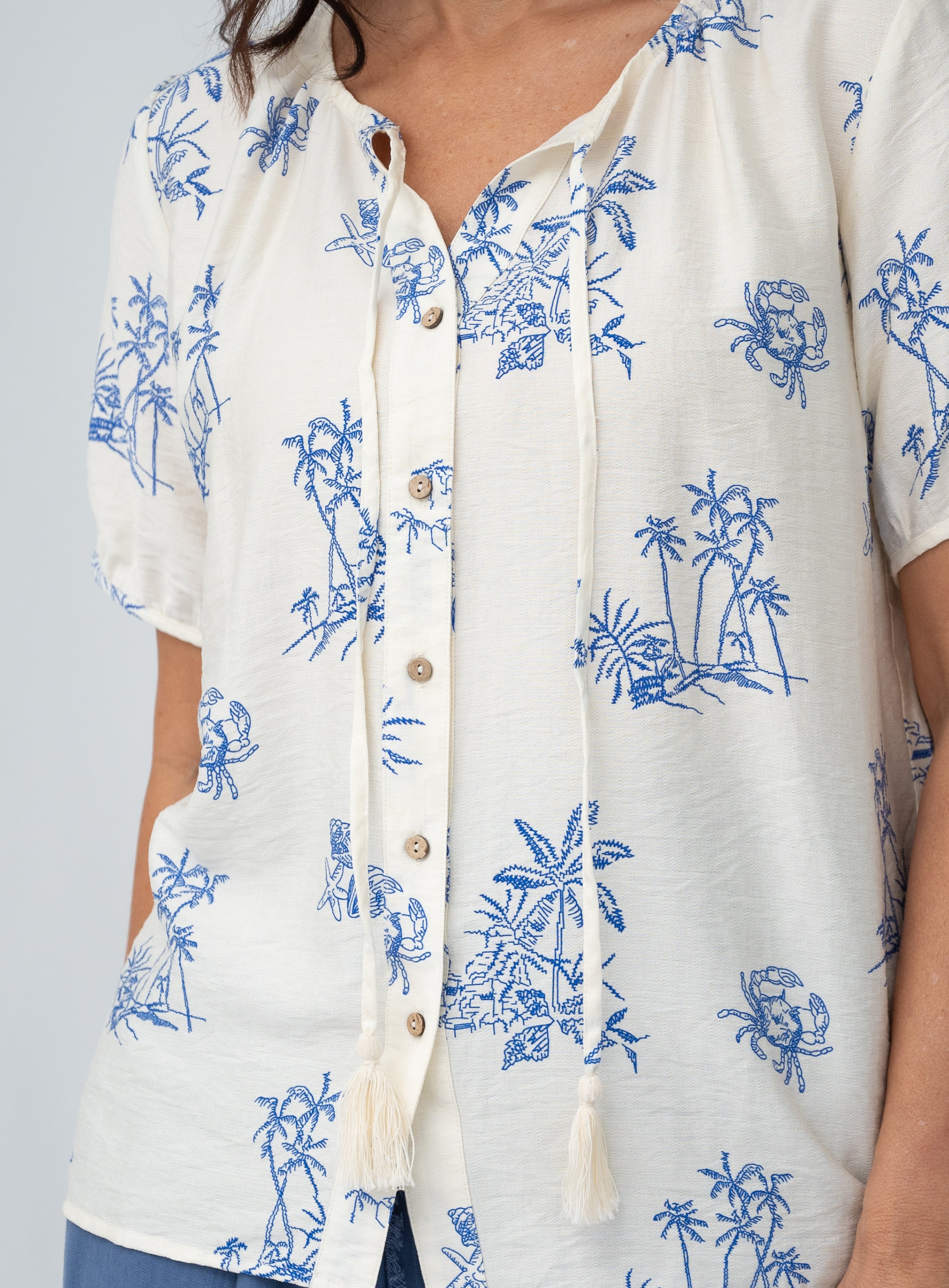 Islander Peasant Top Blue