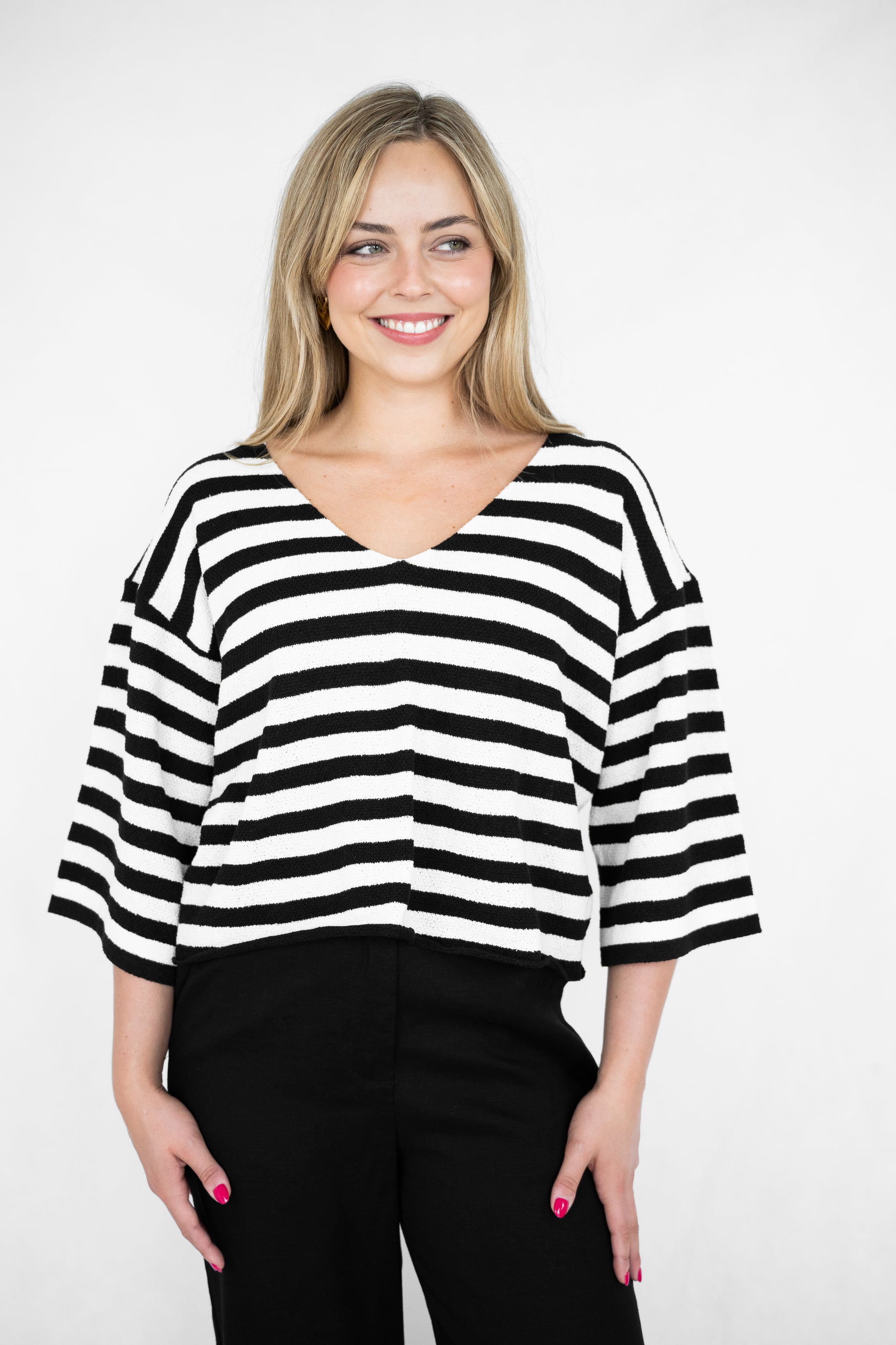 Boucle Knit Top Black