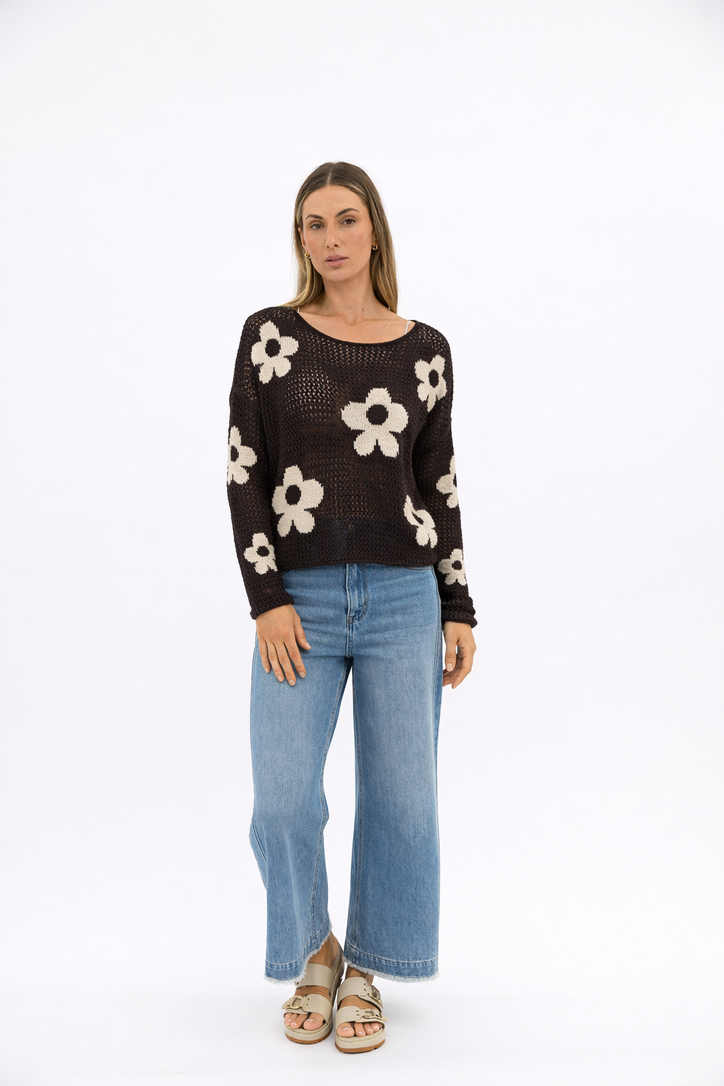 Rae Daisy Linen Blend Knit Chocolate